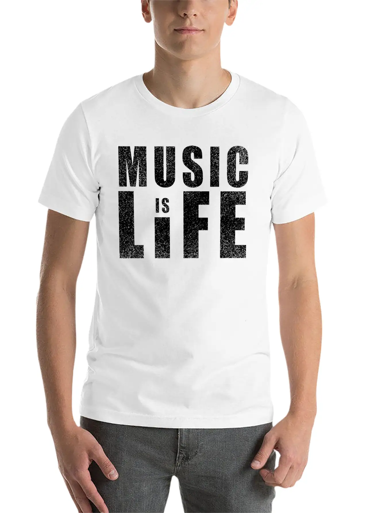 Music Is Life Vintage Unisex Short Sleeve Soft Cotton T-Shirt – Casual Everyday Wear