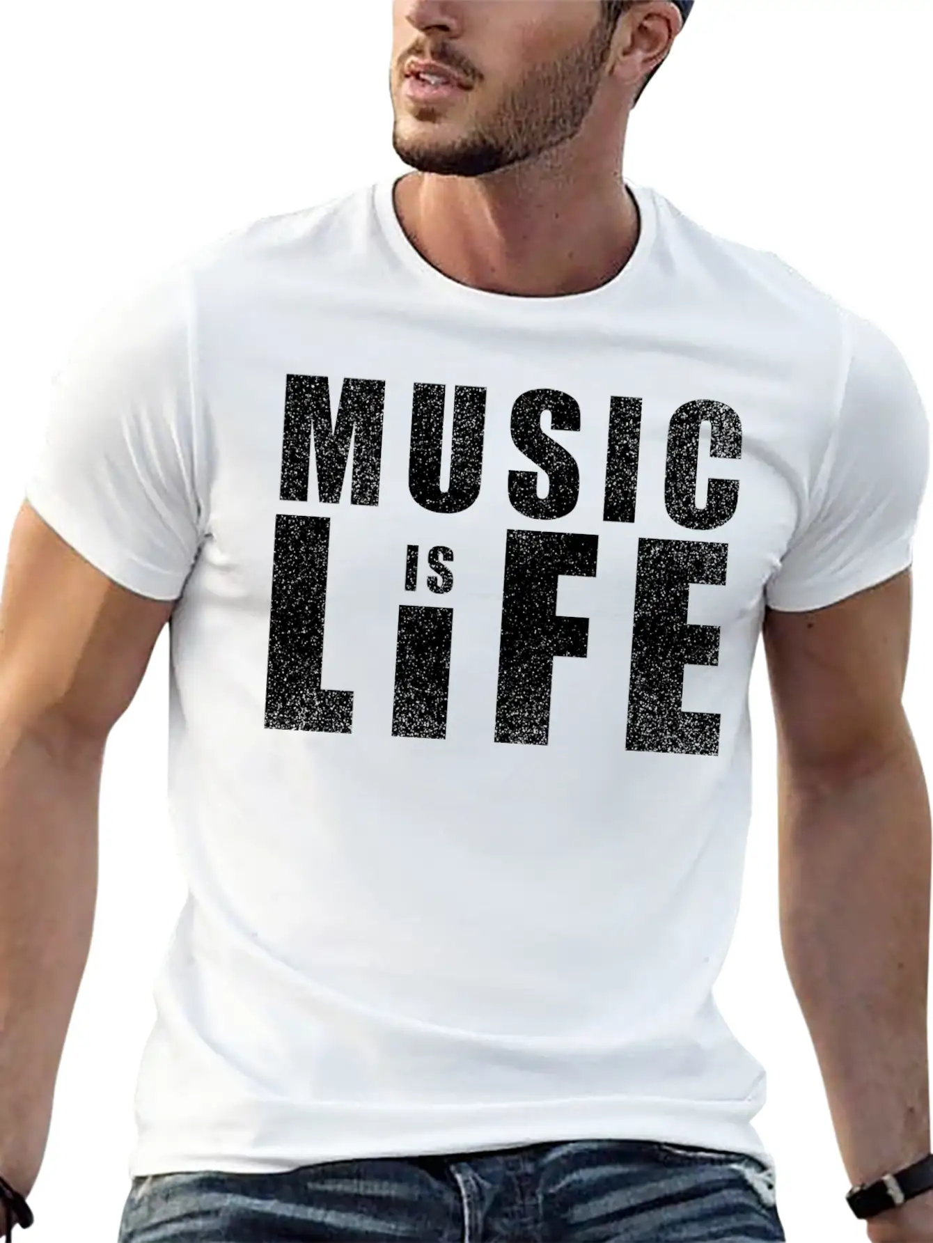 Music Is Life Vintage Unisex Short Sleeve Soft Cotton T-Shirt – Casual Everyday Wear