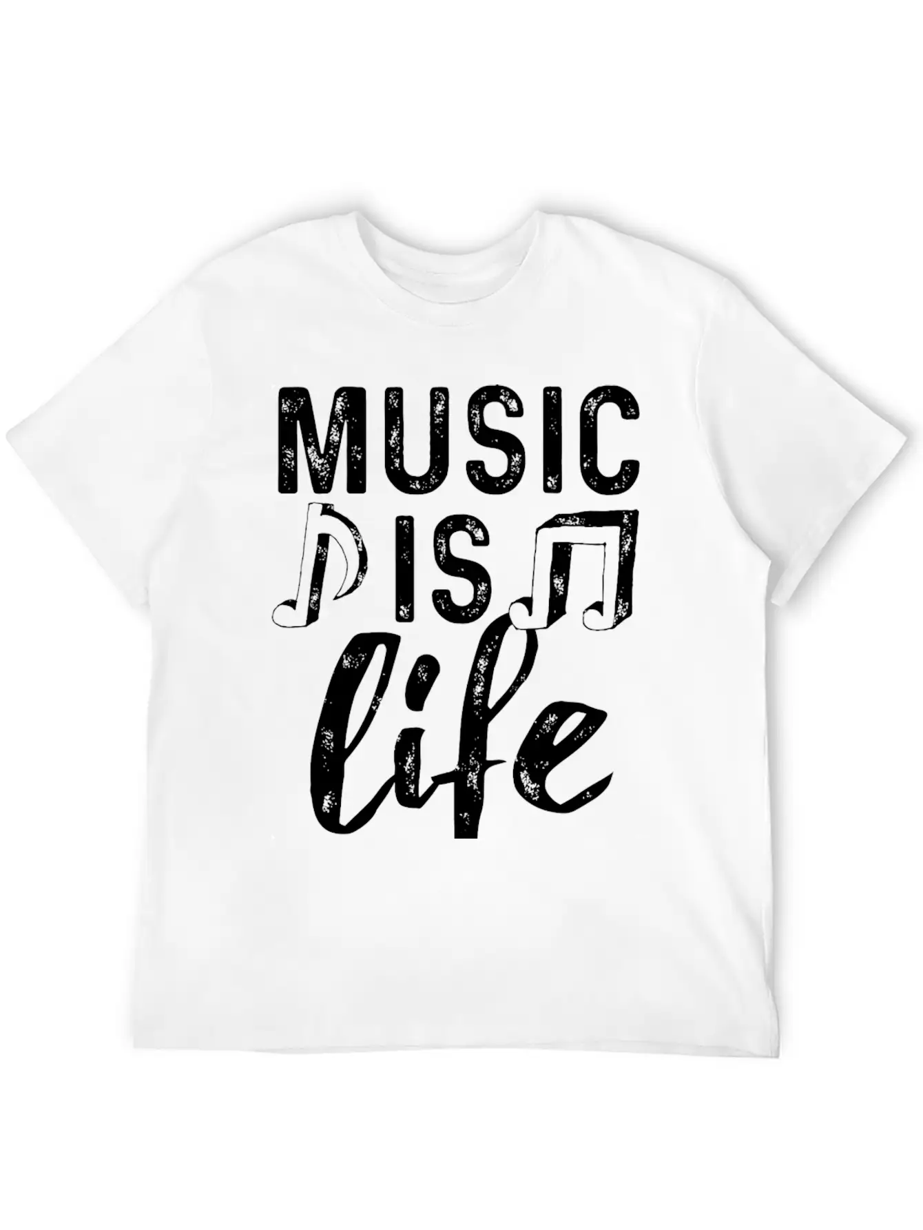 Music Is Life2 Weiss Stylish Everyday T-Shirt – Unisex Basic Cotton Tee