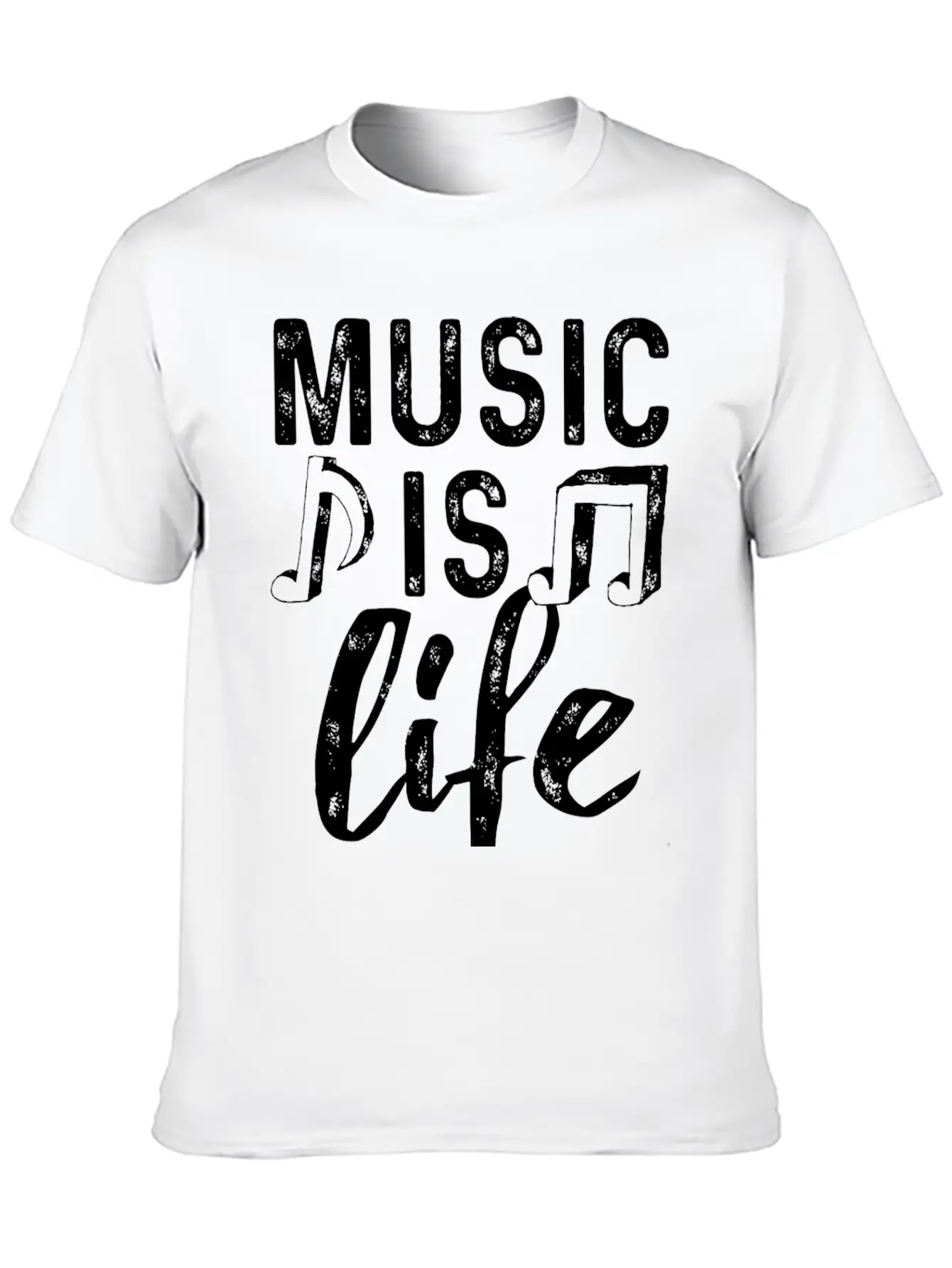 Music Is Life2 Weiss Stylish Everyday T-Shirt – Unisex Basic Cotton Tee