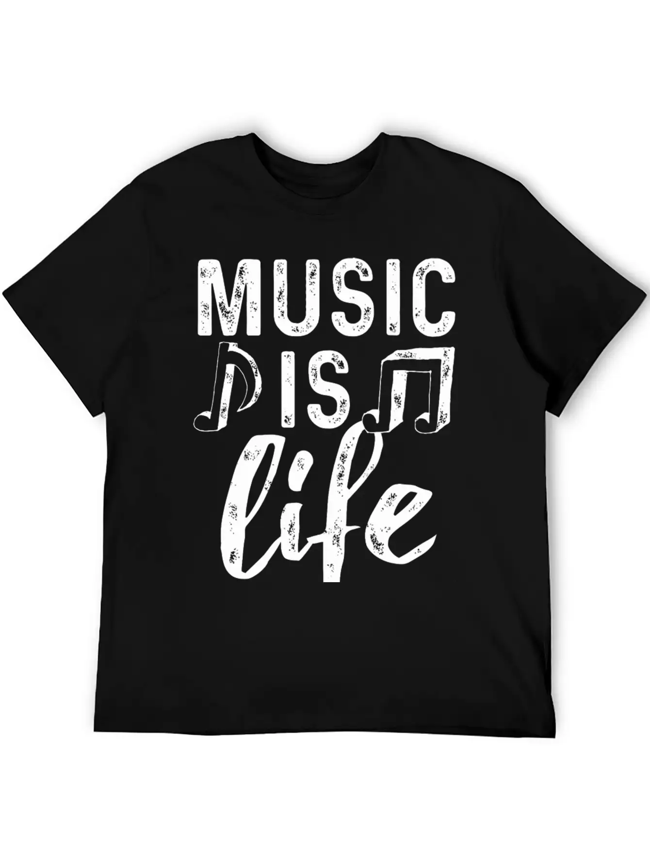 Music Is Life2 Weiss Stylish Everyday T-Shirt – Unisex Basic Cotton Tee