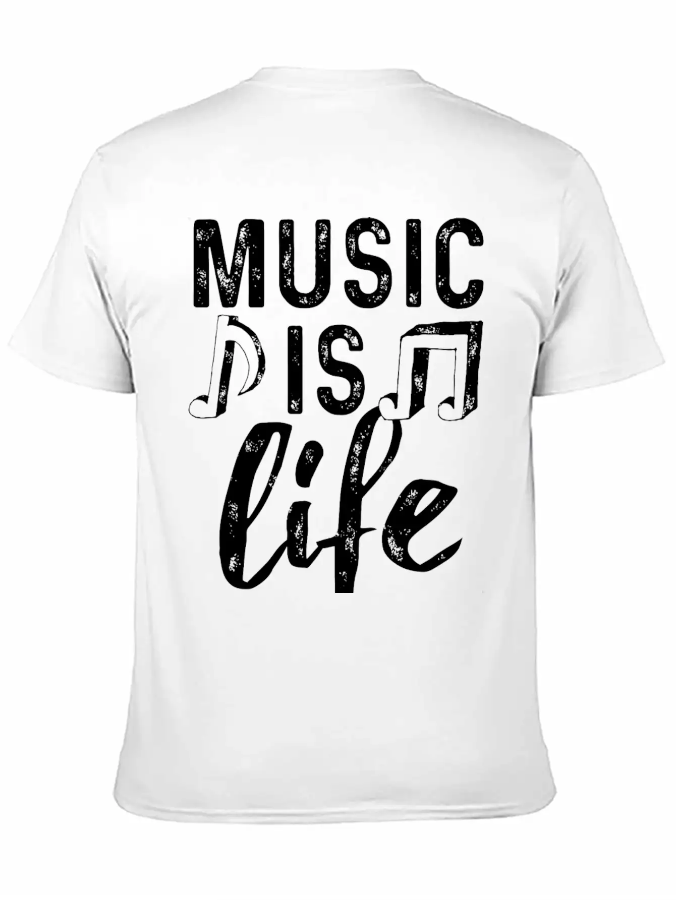 Music Is Life2 Weiss Stylish Everyday T-Shirt – Unisex Basic Cotton Tee