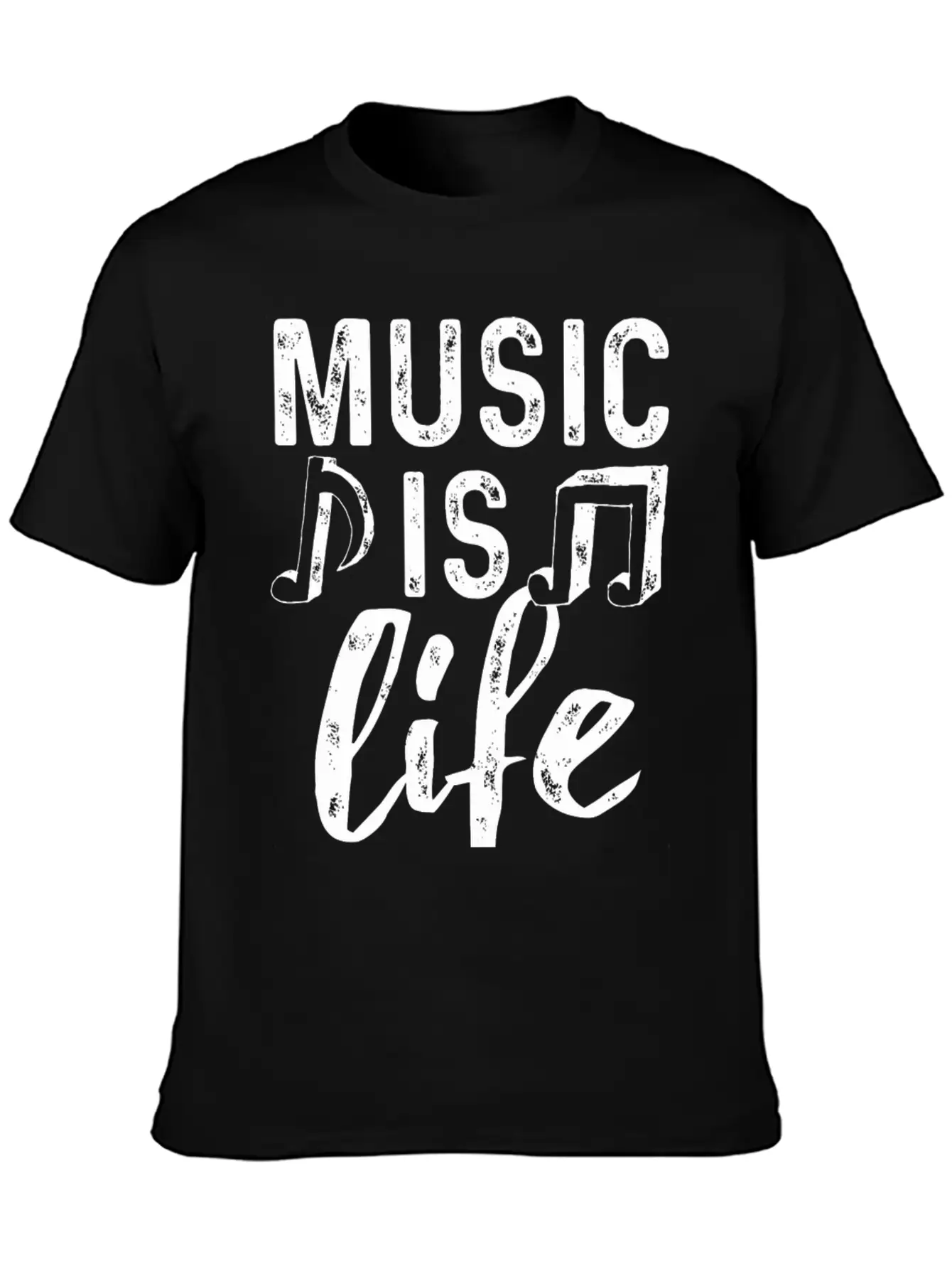 Music Is Life2 Weiss Stylish Everyday T-Shirt – Unisex Basic Cotton Tee