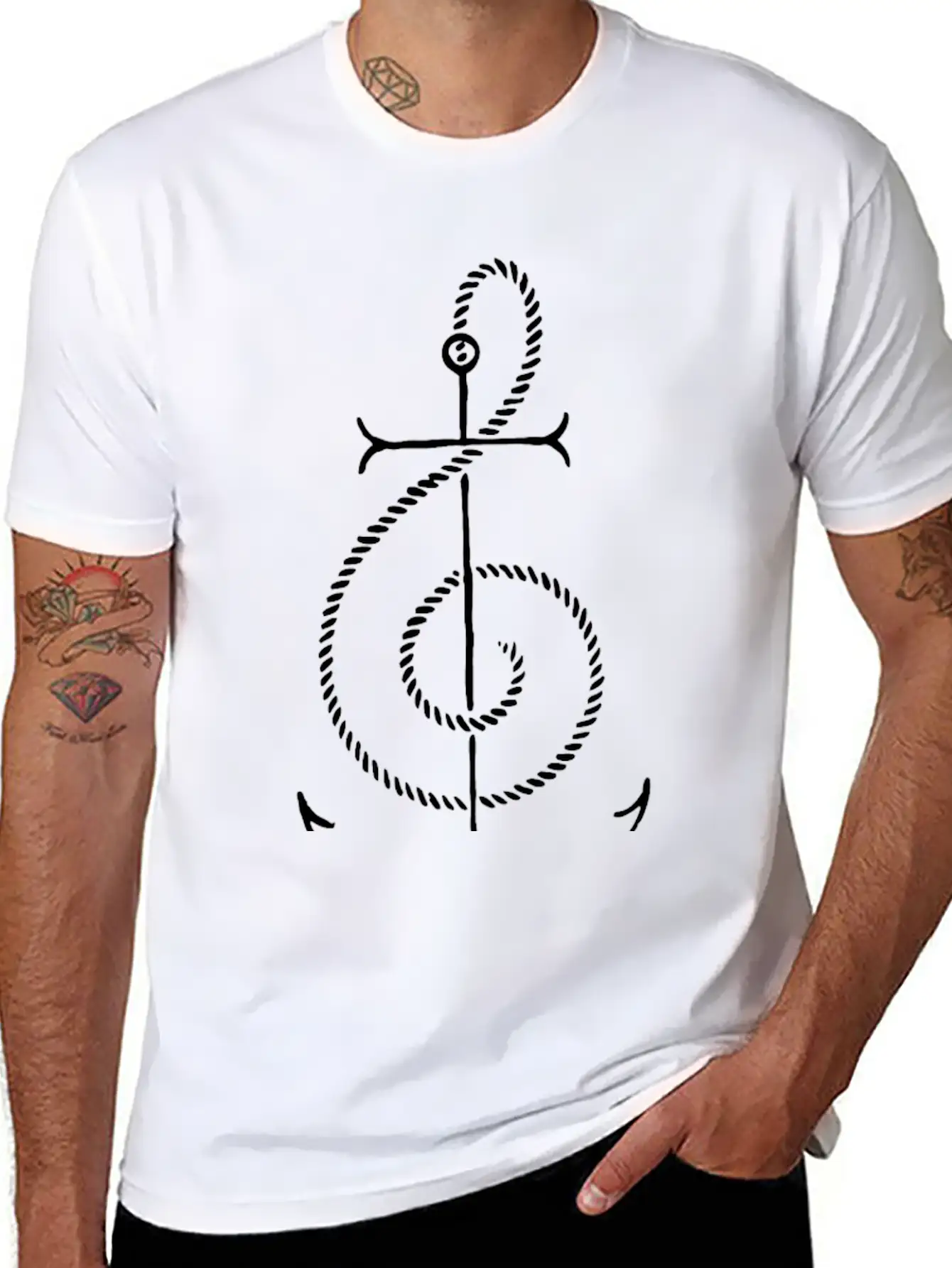 Music Is My Anchor Unisex Short Sleeve Soft Cotton T-Shirt – Casual Everyday Wear