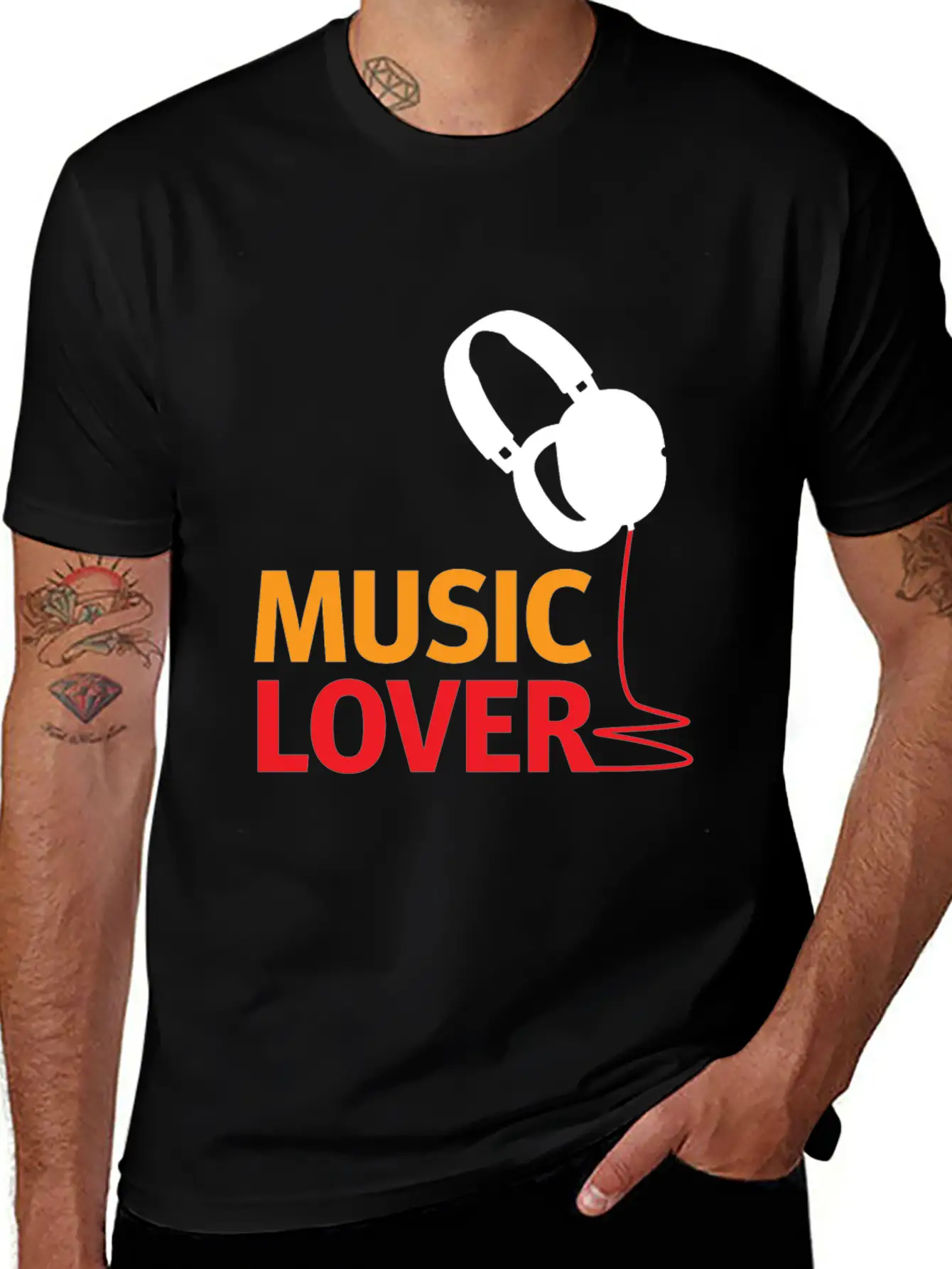 Music Lover Headphones - Gift Ideas Unisex Short Sleeve Soft Cotton T-Shirt – Casual Everyday Wear