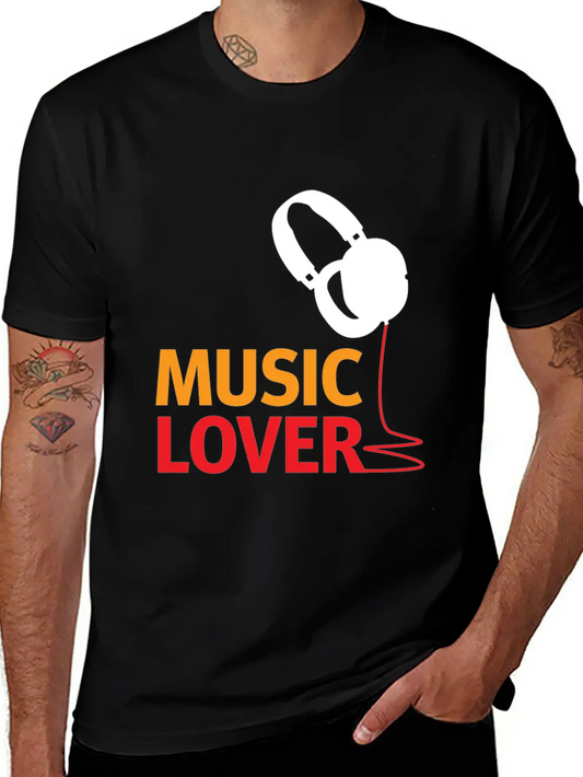 Music Lover Headphones - Gift Ideas Unisex Short Sleeve Soft Cotton T-Shirt – Casual Everyday Wear