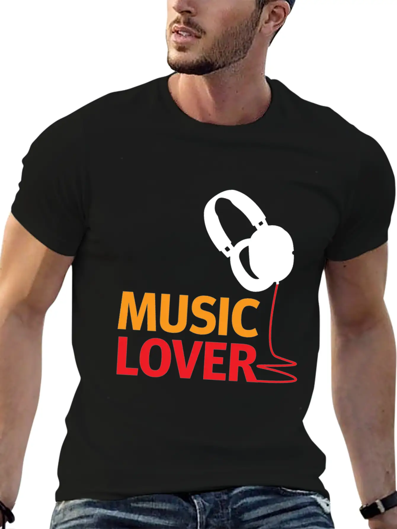 Music Lover Headphones - Gift Ideas Unisex Short Sleeve Soft Cotton T-Shirt – Casual Everyday Wear