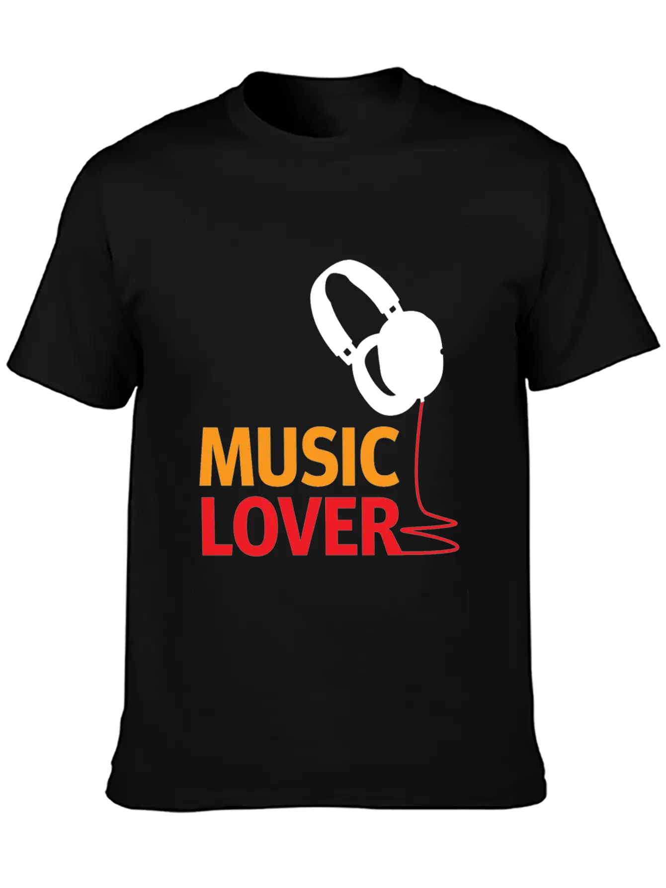 Music Lover Headphones - Gift Ideas Unisex Short Sleeve Soft Cotton T-Shirt – Casual Everyday Wear