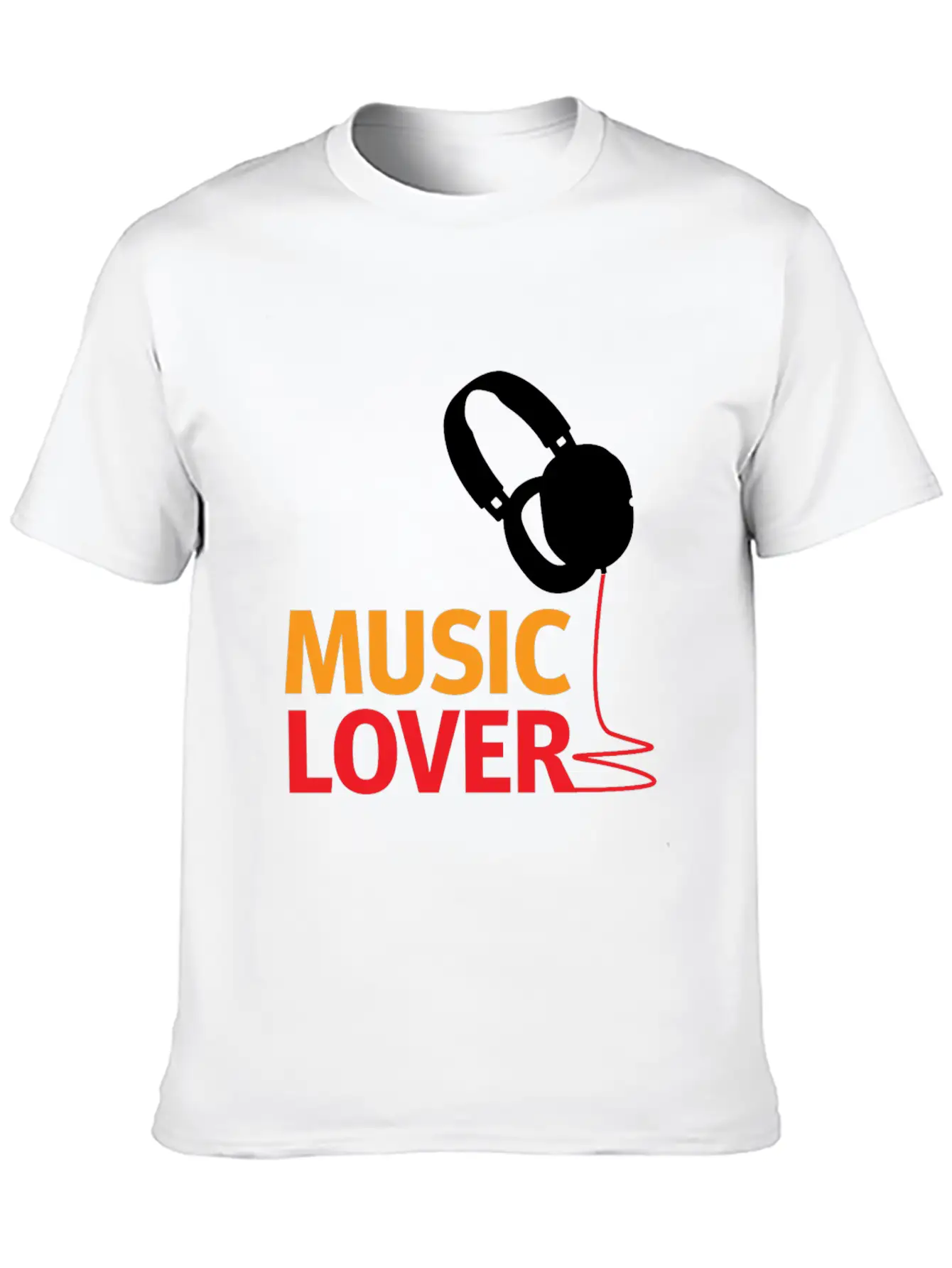 Music Lover Headphones - Gift Ideas Unisex Short Sleeve Soft Cotton T-Shirt – Casual Everyday Wear