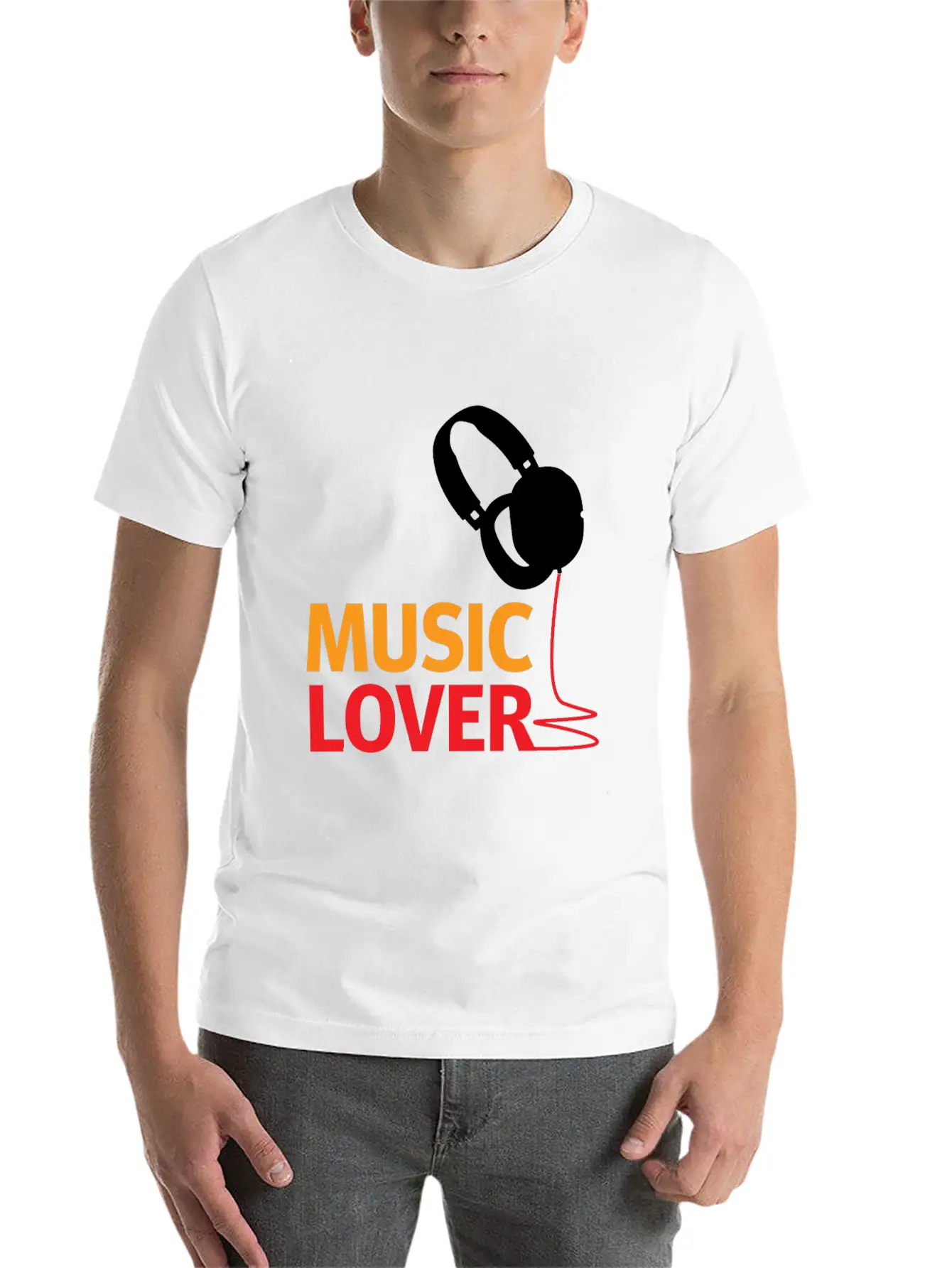 Music Lover Headphones - Gift Ideas Unisex Short Sleeve Soft Cotton T-Shirt – Casual Everyday Wear