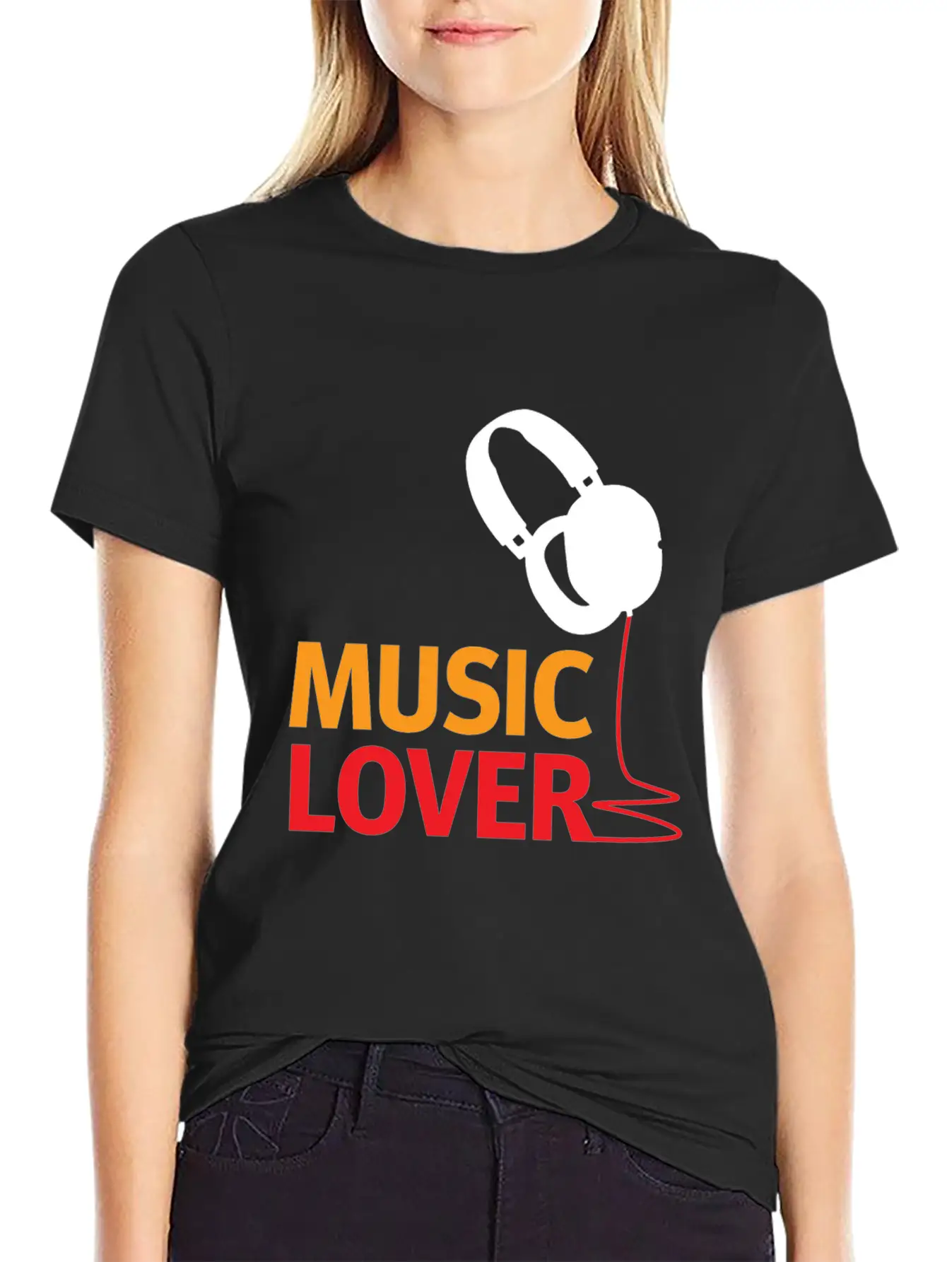 Music Lover Headphones - Gift Ideas Unisex Short Sleeve Soft Cotton T-Shirt – Casual Everyday Wear