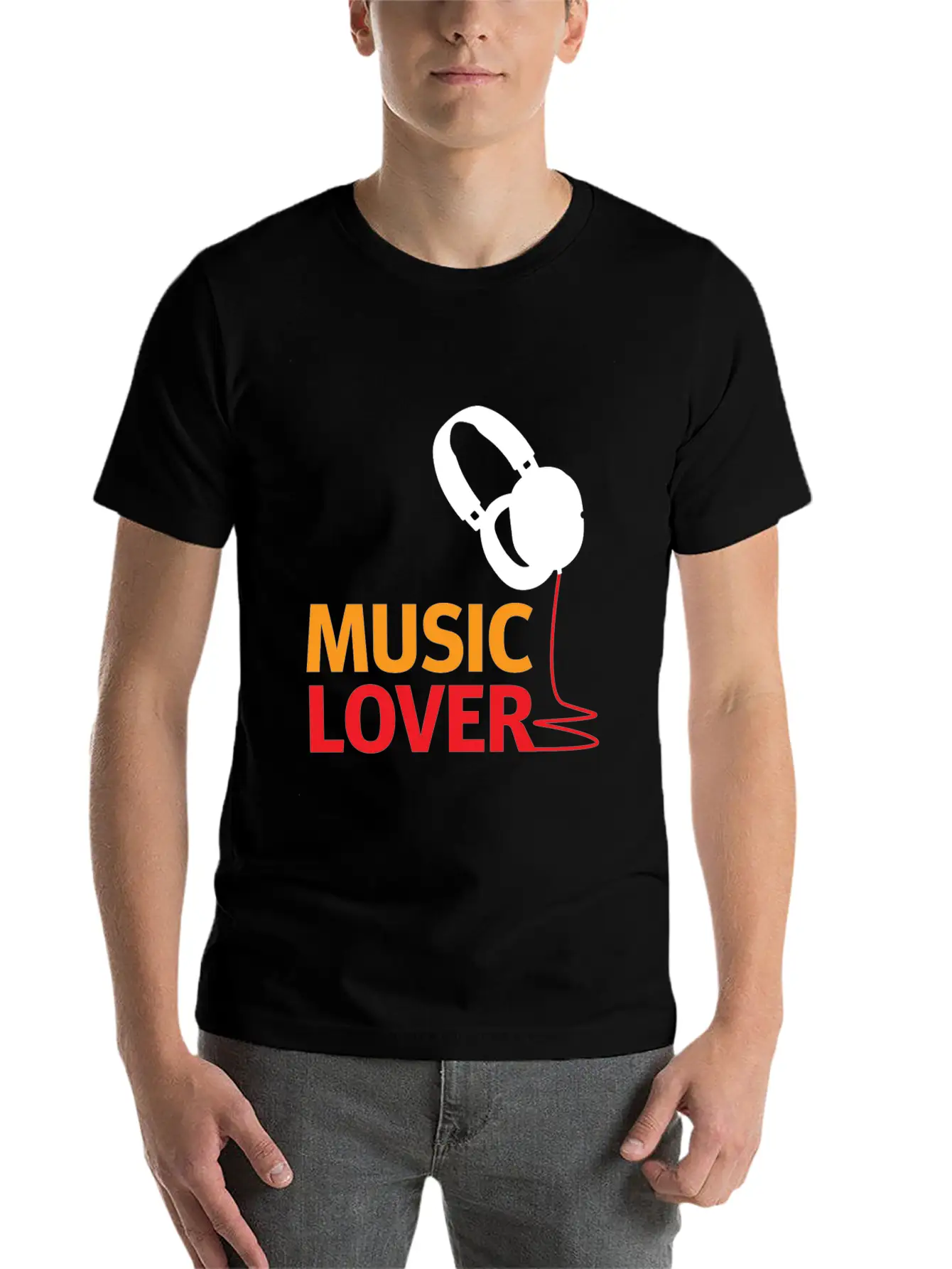Music Lover Headphones - Gift Ideas Unisex Short Sleeve Soft Cotton T-Shirt – Casual Everyday Wear
