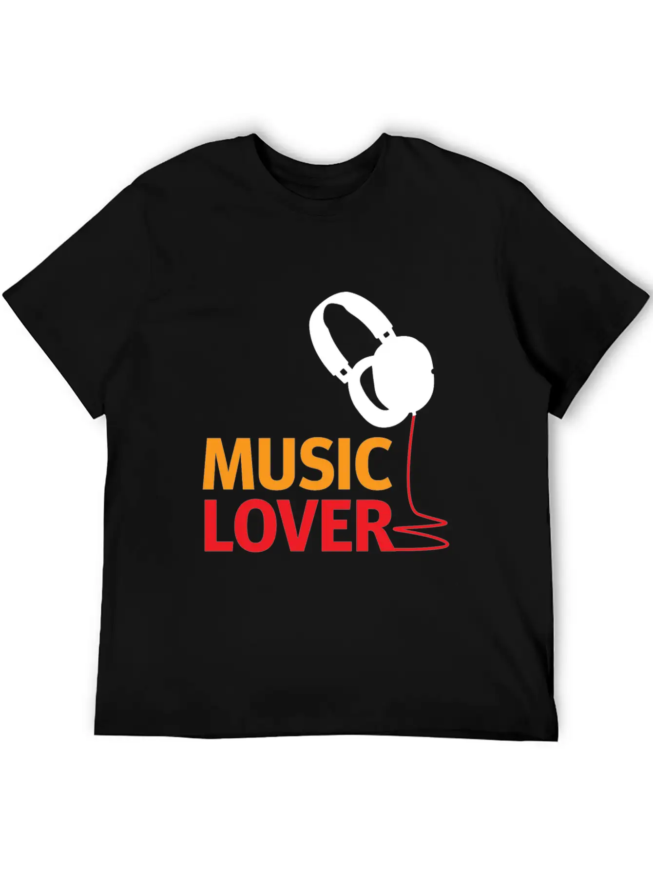 Music Lover Headphones - Gift Ideas Unisex Short Sleeve Soft Cotton T-Shirt – Casual Everyday Wear