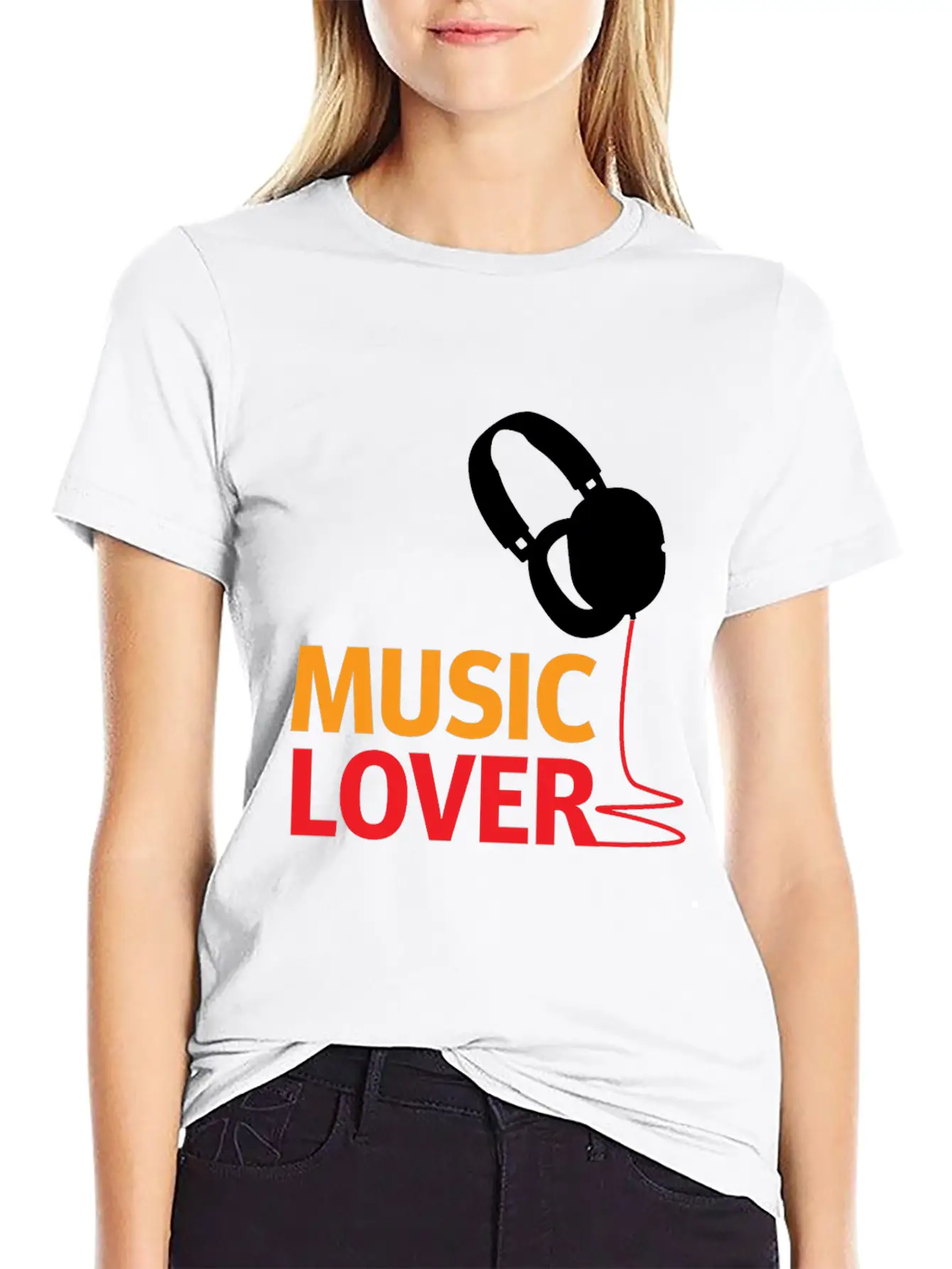 Music Lover Headphones - Gift Ideas Unisex Short Sleeve Soft Cotton T-Shirt – Casual Everyday Wear