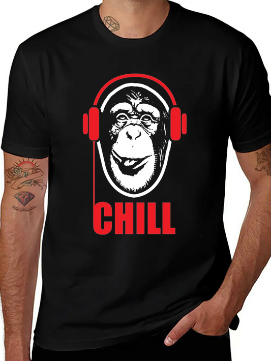 Music Monkey With Headphones Funny Gift Idea Stylish Everyday T-Shirt – Unisex Basic Cotton Tee