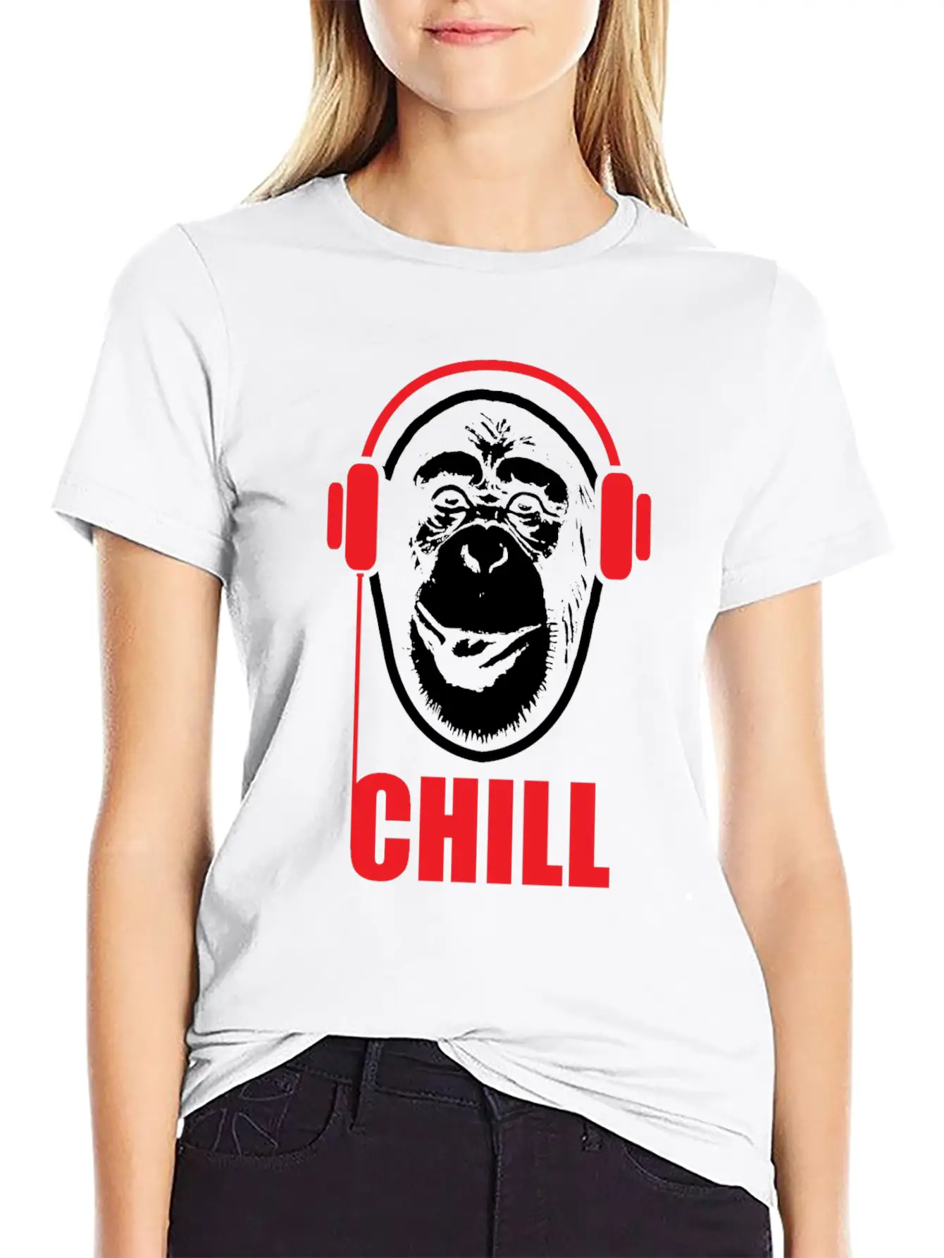 Music Monkey With Headphones Funny Gift Idea Stylish Everyday T-Shirt – Unisex Basic Cotton Tee