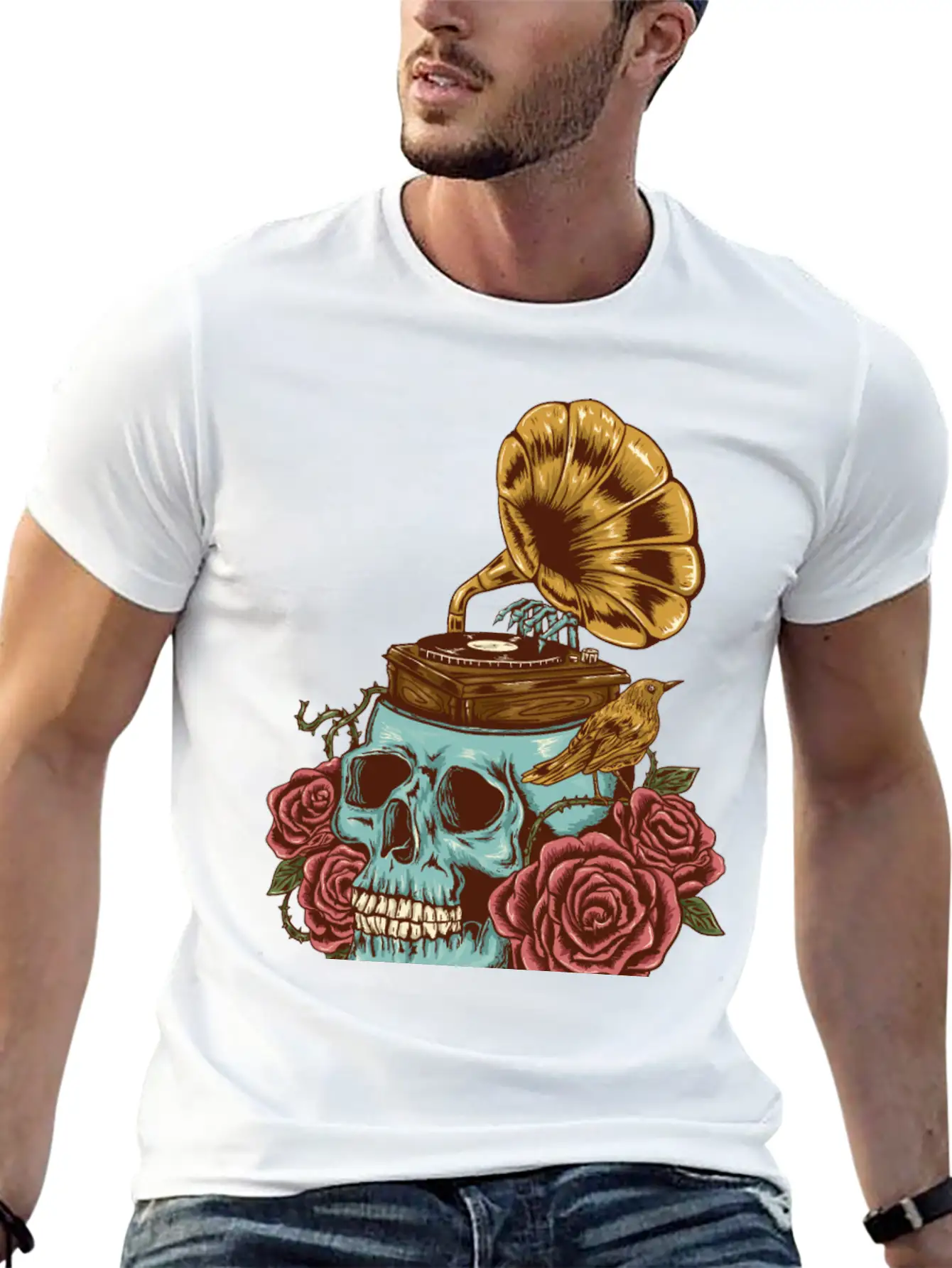 Music On My Head Unisex Short Sleeve Soft Cotton T-Shirt – Casual Everyday Wear
