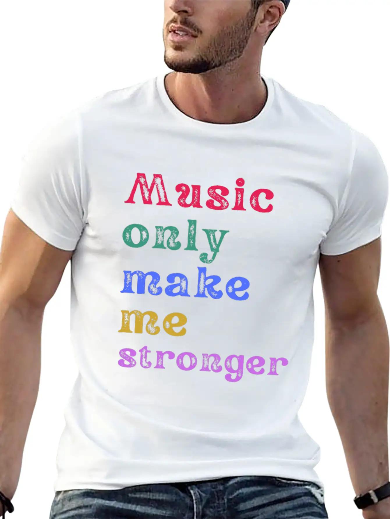 Music Only Make Me Strong Comfortable Minimalist Graphic Tee – Summer Style Essential