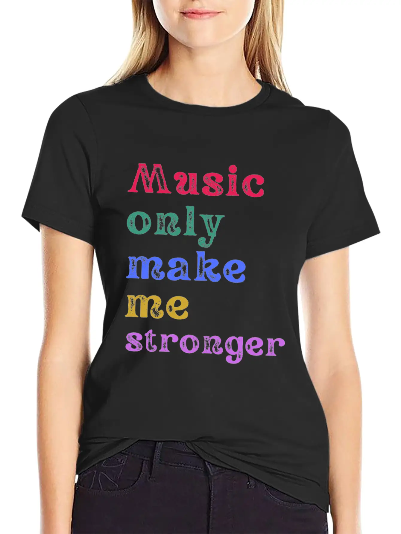 Music Only Make Me Strong Comfortable Minimalist Graphic Tee – Summer Style Essential