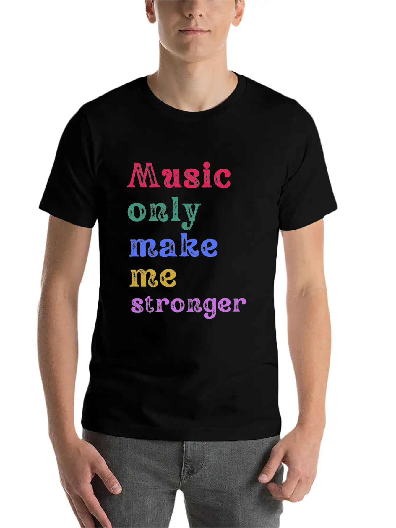 Music Only Make Me Strong Comfortable Minimalist Graphic Tee – Summer Style Essential