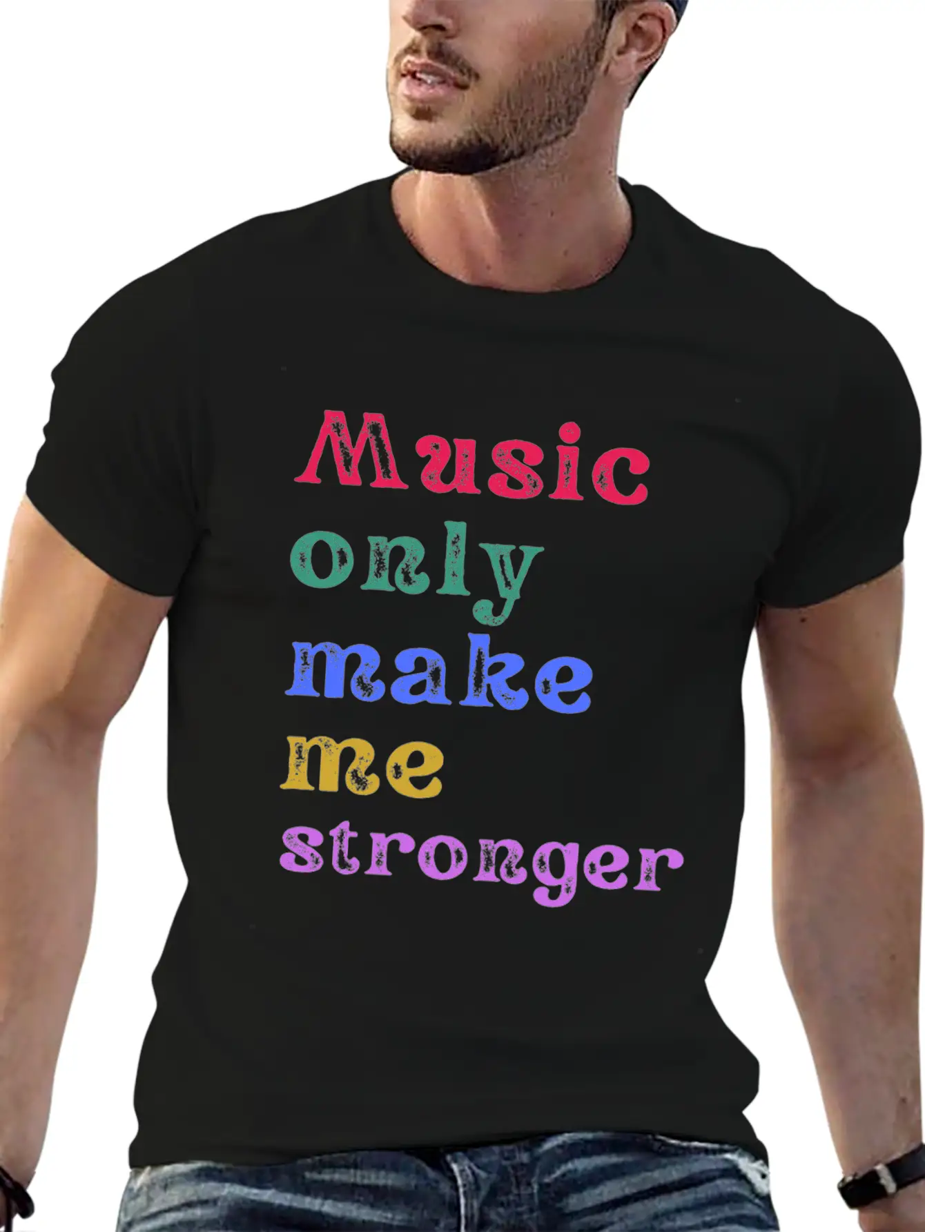 Music Only Make Me Strong Comfortable Minimalist Graphic Tee – Summer Style Essential