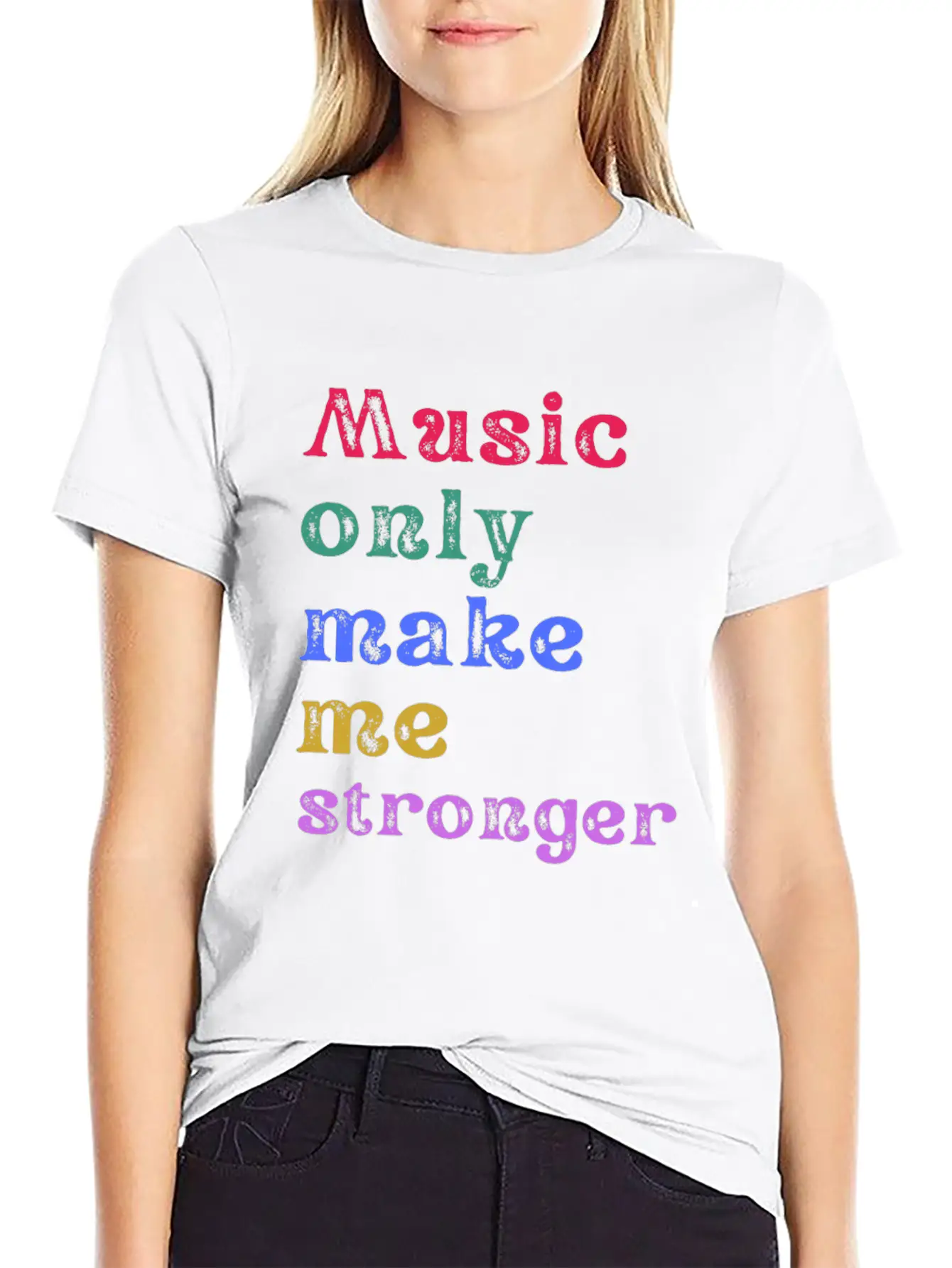 Music Only Make Me Strong Comfortable Minimalist Graphic Tee – Summer Style Essential