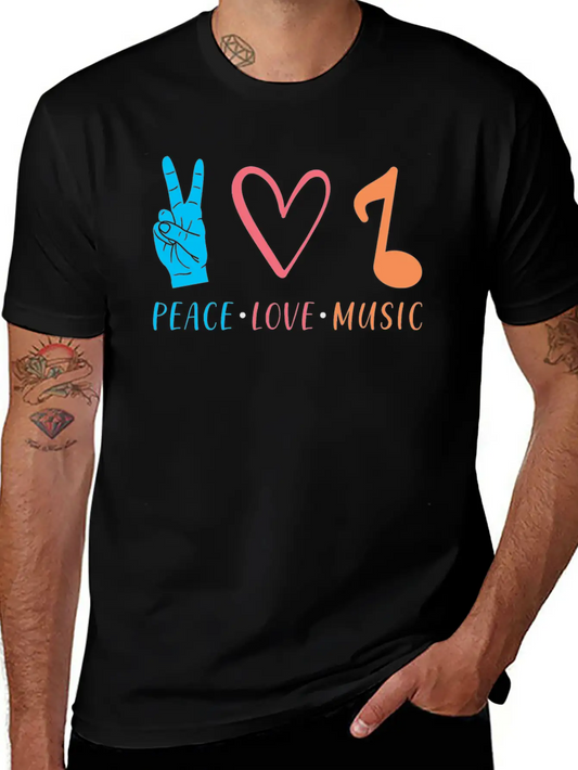 Music Peace Love Music Stylish Everyday T-Shirt – Unisex Basic Cotton Tee