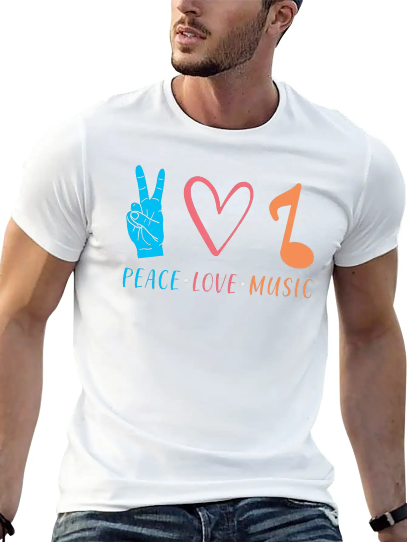 Music Peace Love Music Stylish Everyday T-Shirt – Unisex Basic Cotton Tee