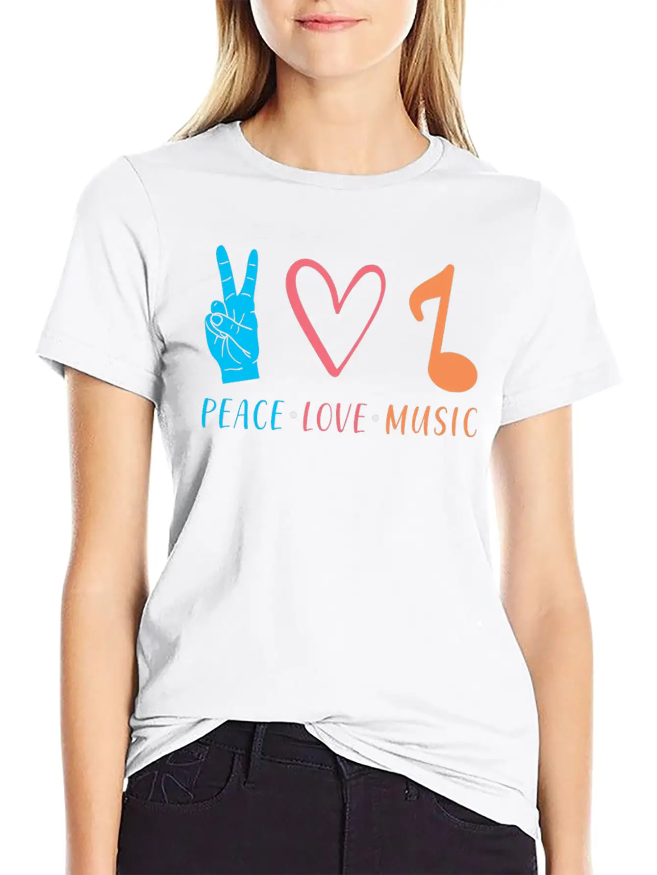 Music Peace Love Music Stylish Everyday T-Shirt – Unisex Basic Cotton Tee