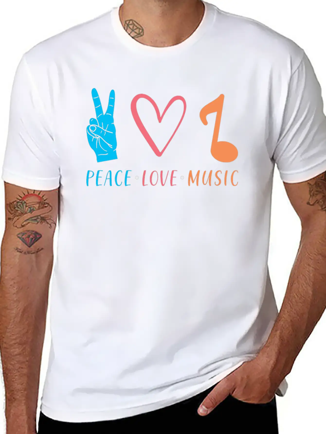 Music Peace Love Music Stylish Everyday T-Shirt – Unisex Basic Cotton Tee