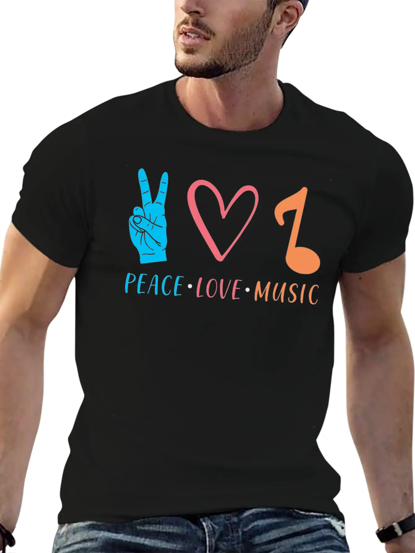 Music Peace Love Music Stylish Everyday T-Shirt – Unisex Basic Cotton Tee