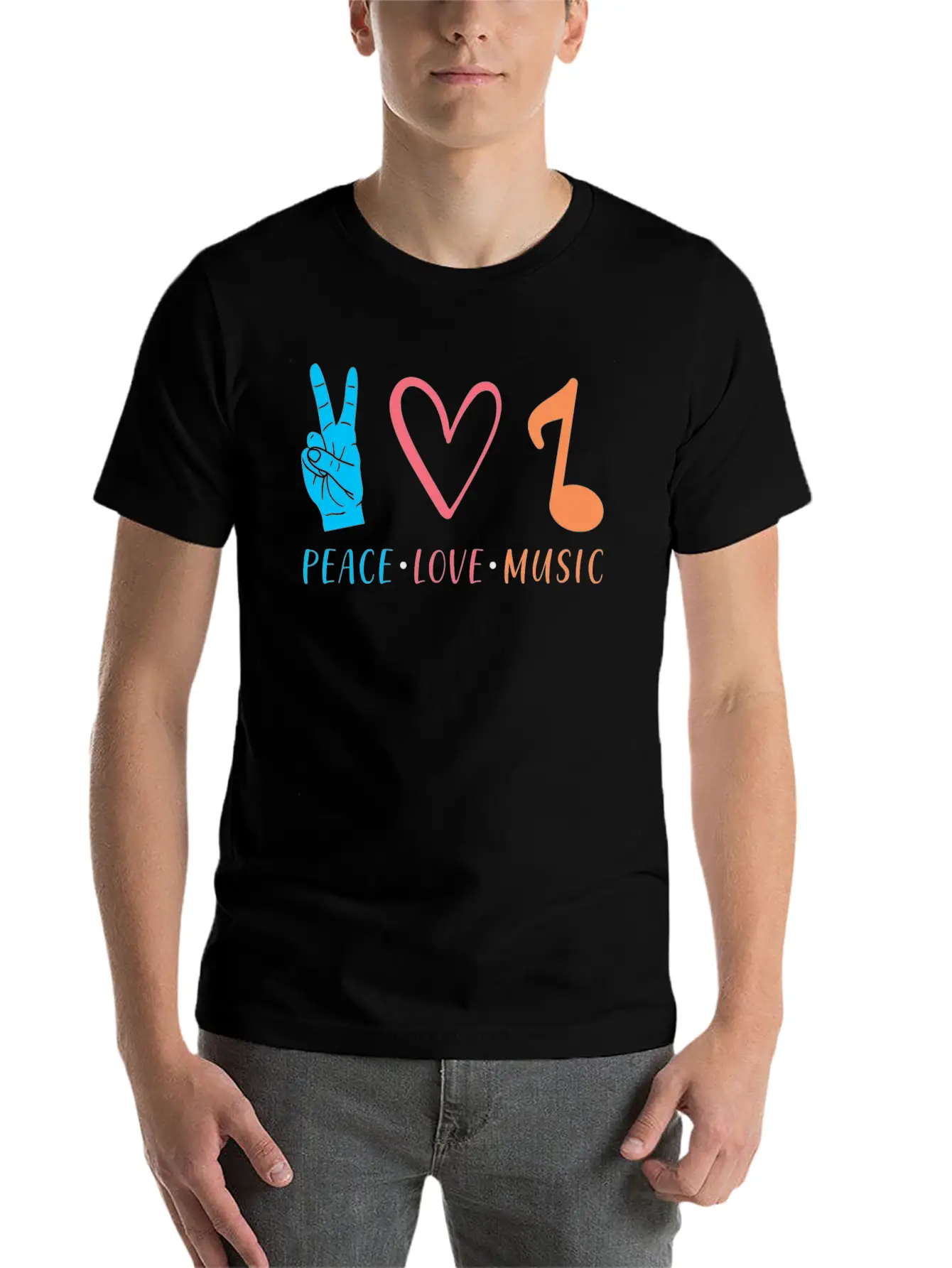 Music Peace Love Music Stylish Everyday T-Shirt – Unisex Basic Cotton Tee