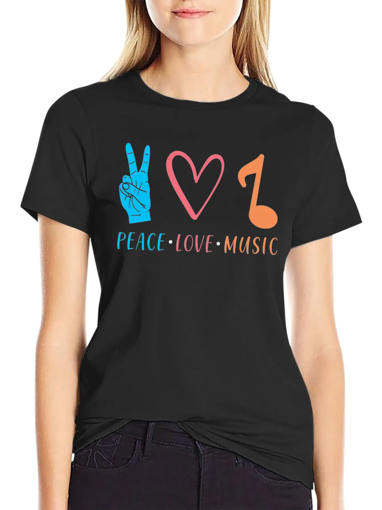 Music Peace Love Music Stylish Everyday T-Shirt – Unisex Basic Cotton Tee
