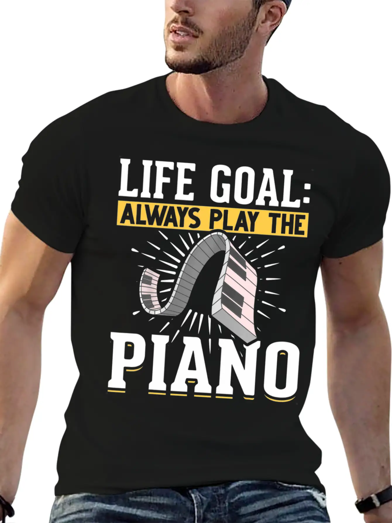 Music Piano Keyboard Pianist Life Goal Musician Essential Unisex Summer Tee – Soft Cotton Casual Fit