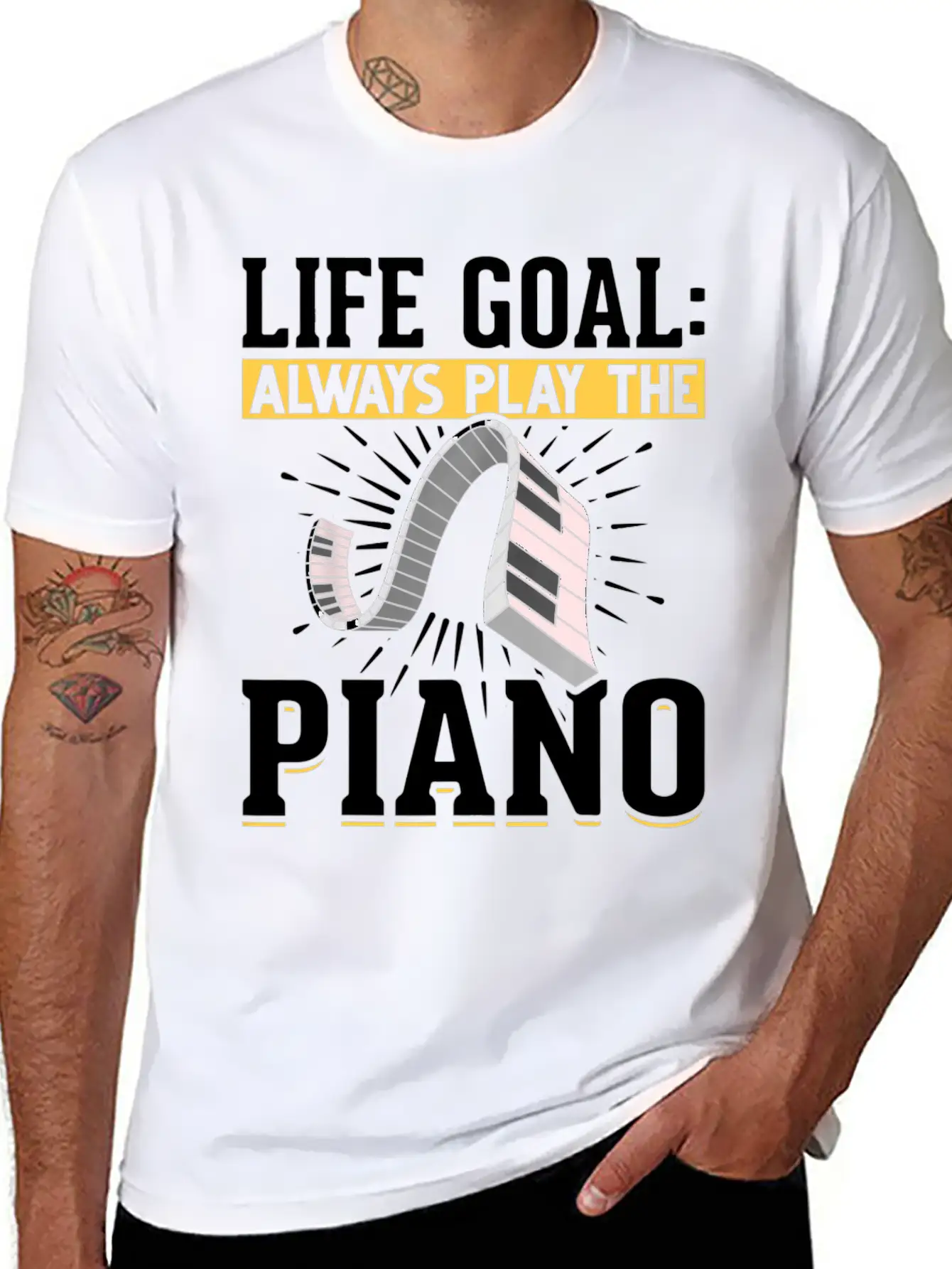 Music Piano Keyboard Pianist Life Goal Musician Essential Unisex Summer Tee – Soft Cotton Casual Fit