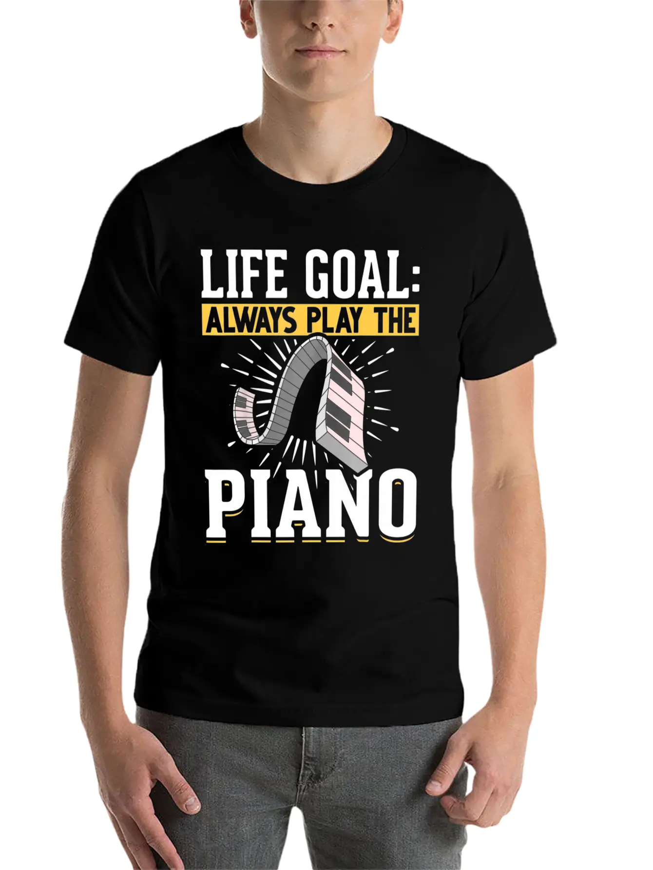 Music Piano Keyboard Pianist Life Goal Musician Essential Unisex Summer Tee – Soft Cotton Casual Fit