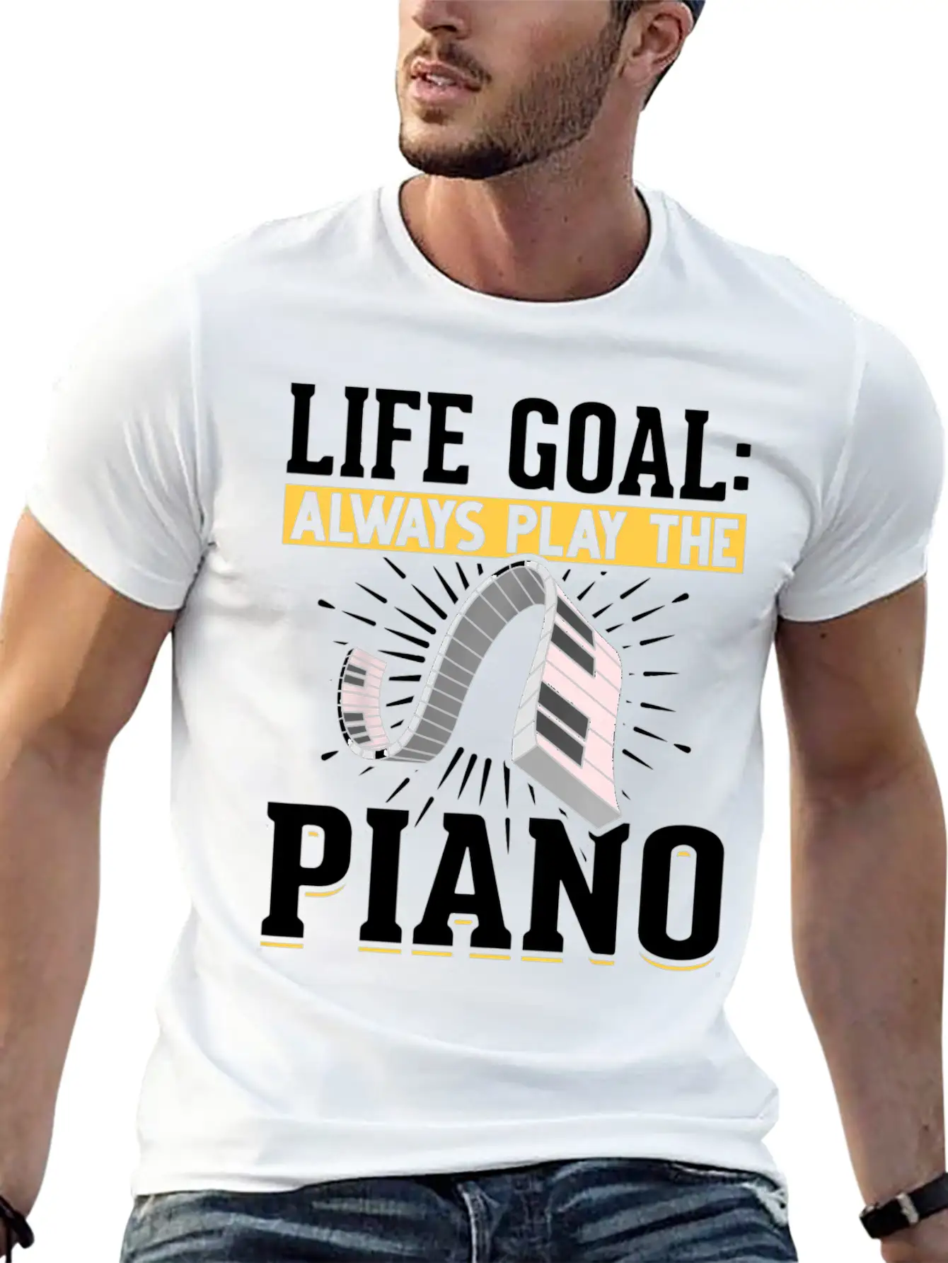 Music Piano Keyboard Pianist Life Goal Musician Essential Unisex Summer Tee – Soft Cotton Casual Fit