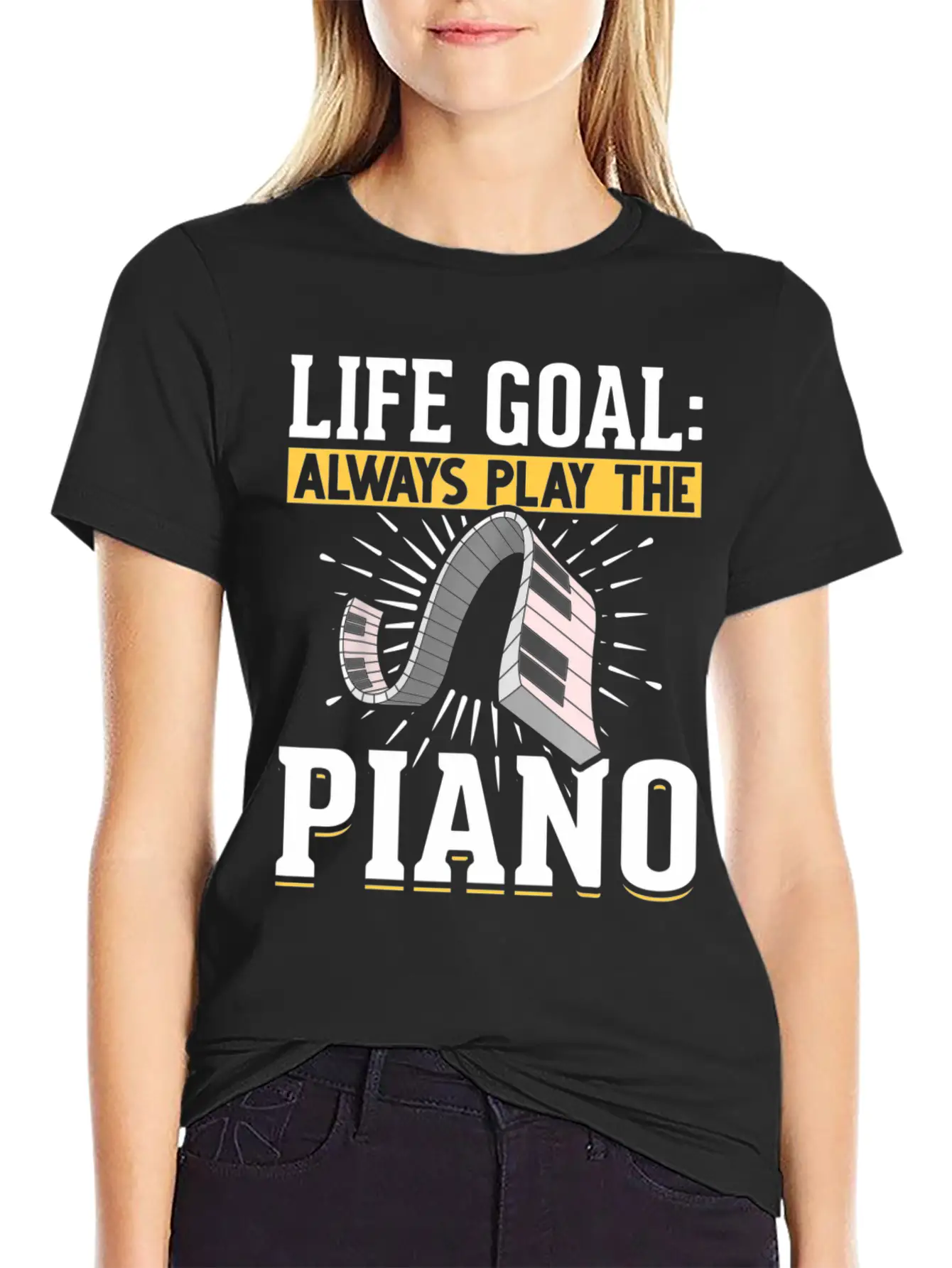 Music Piano Keyboard Pianist Life Goal Musician Essential Unisex Summer Tee – Soft Cotton Casual Fit