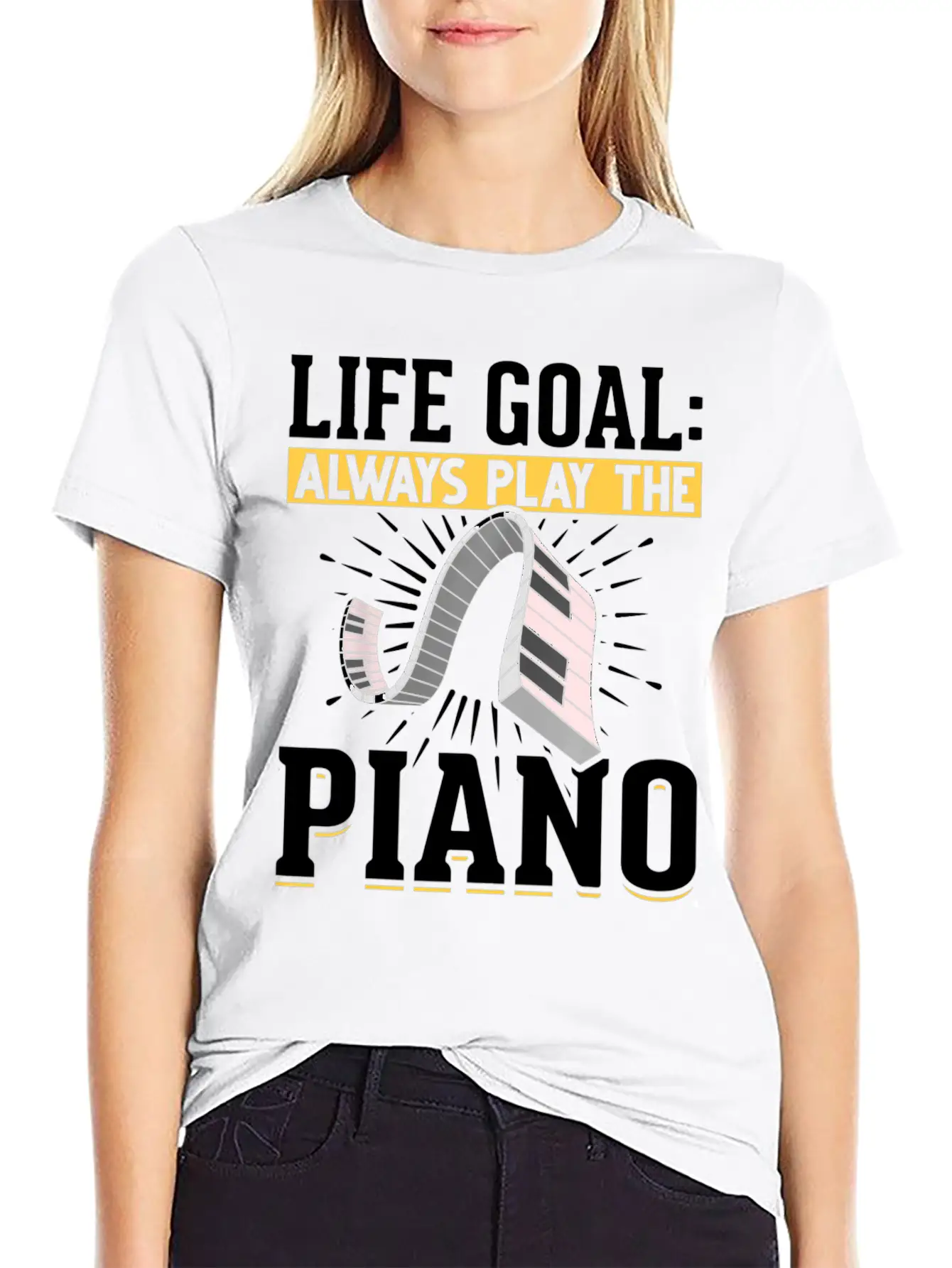 Music Piano Keyboard Pianist Life Goal Musician Essential Unisex Summer Tee – Soft Cotton Casual Fit