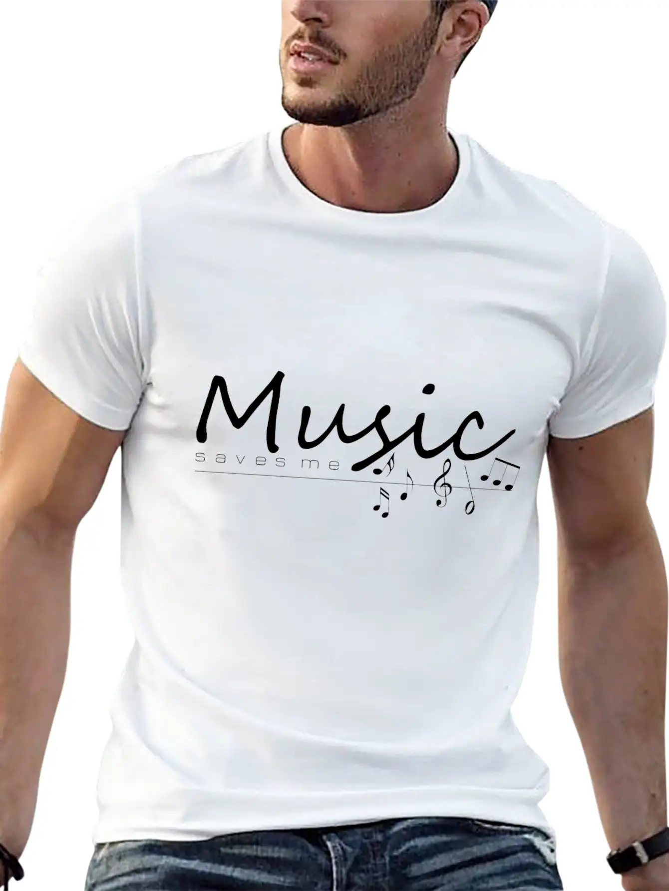 MUSIC Saves Me Unisex Short Sleeve Soft Cotton T-Shirt – Casual Everyday Wear