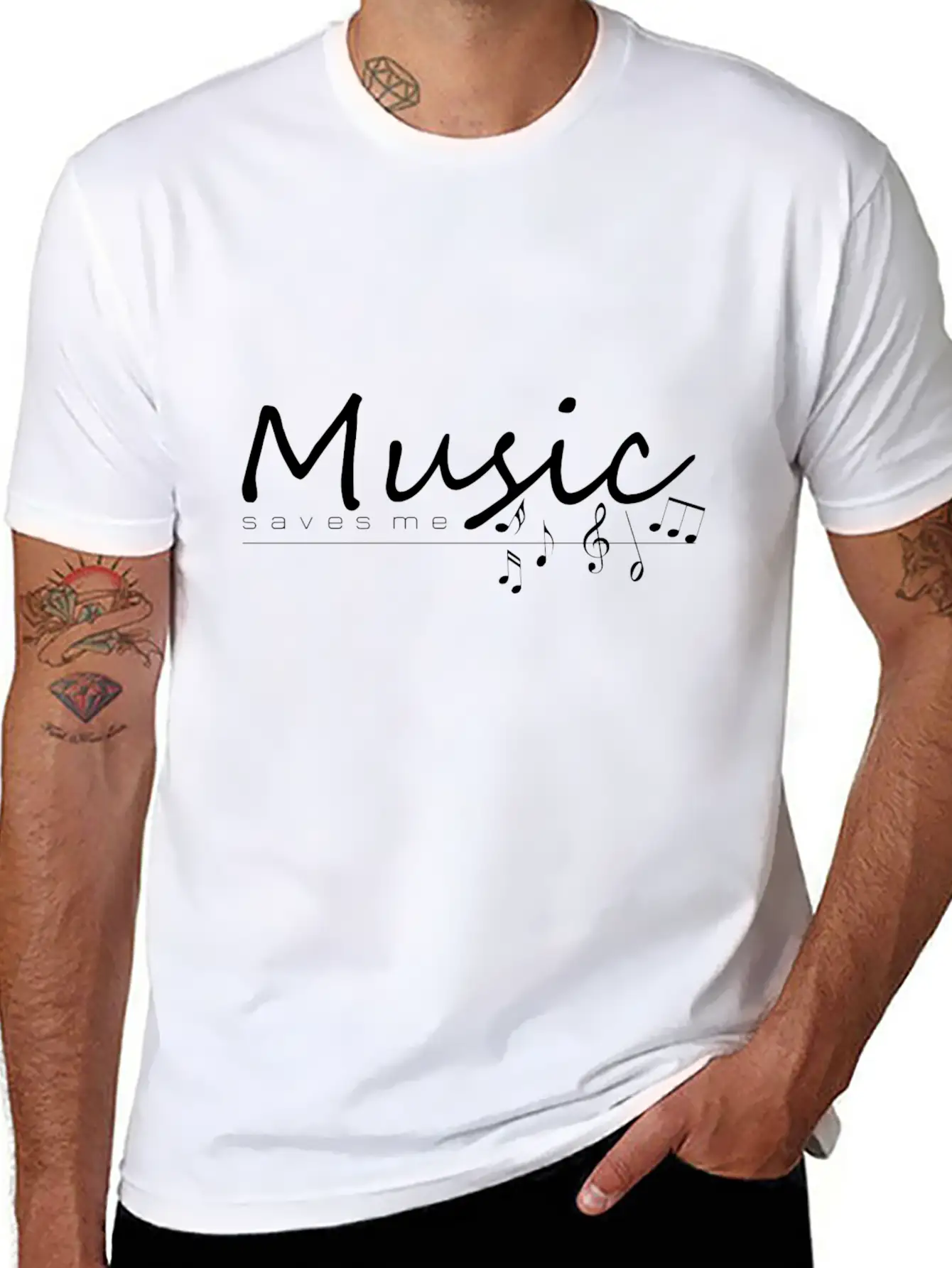 MUSIC Saves Me Unisex Short Sleeve Soft Cotton T-Shirt – Casual Everyday Wear