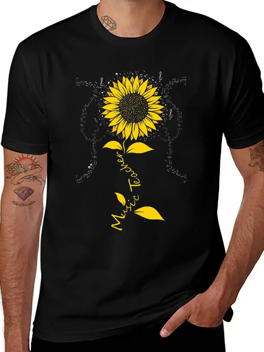 Music Teacher Sunflower Musician Relaxed Everyday Tee – Lightweight And Durable Cotton