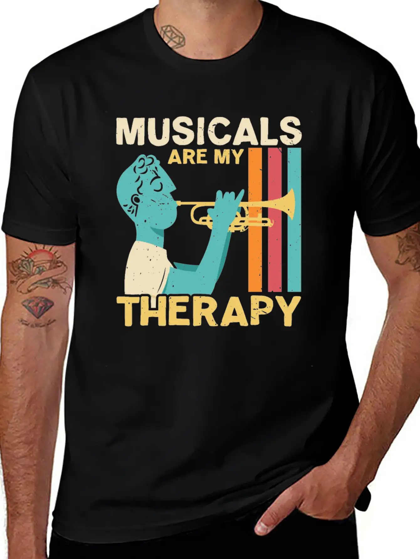 Musicals Are My Therapy Musician Music Lover Comfortable Minimalist Graphic Tee – Summer Style Essential