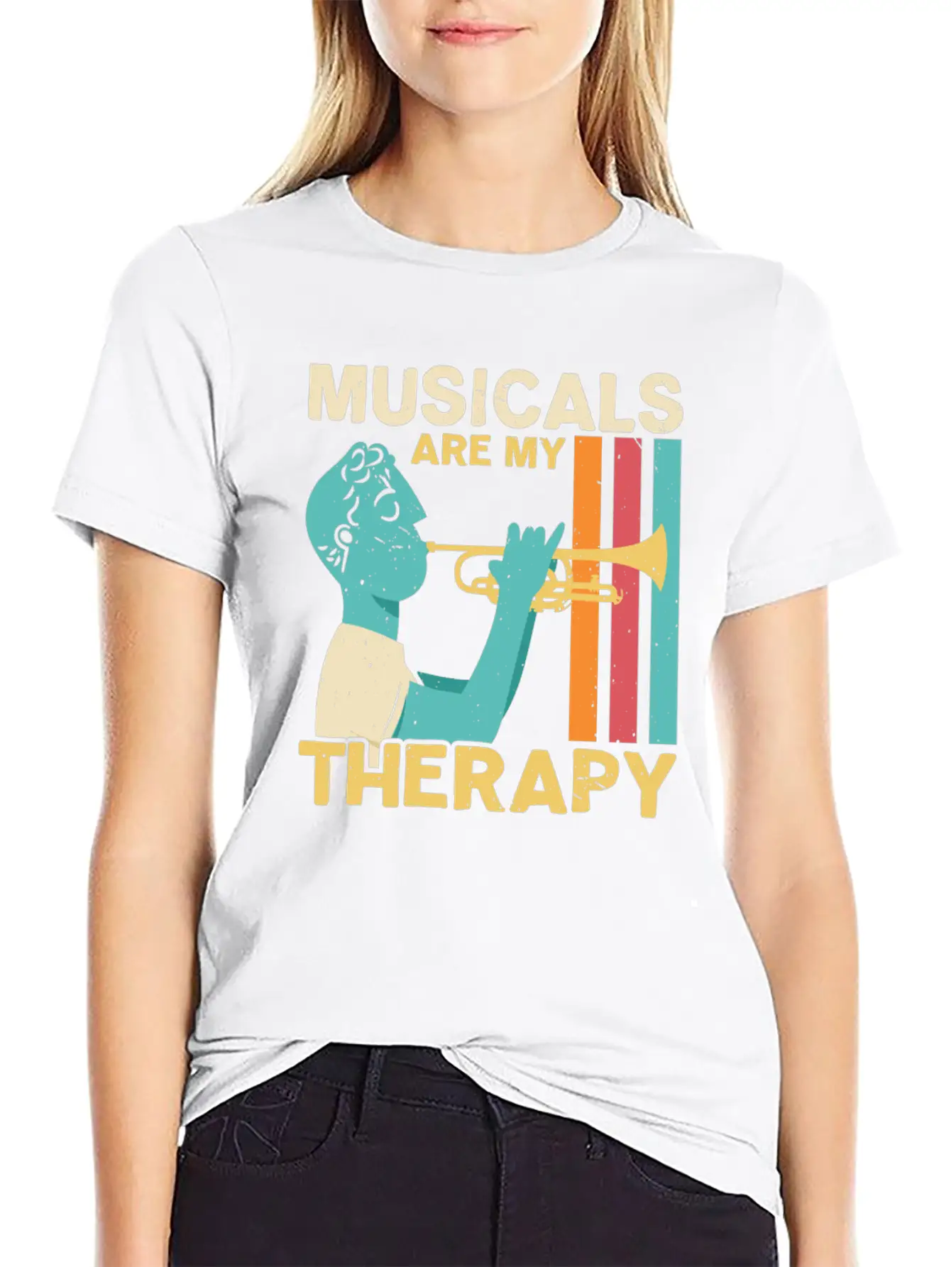 Musicals Are My Therapy Musician Music Lover Comfortable Minimalist Graphic Tee – Summer Style Essential