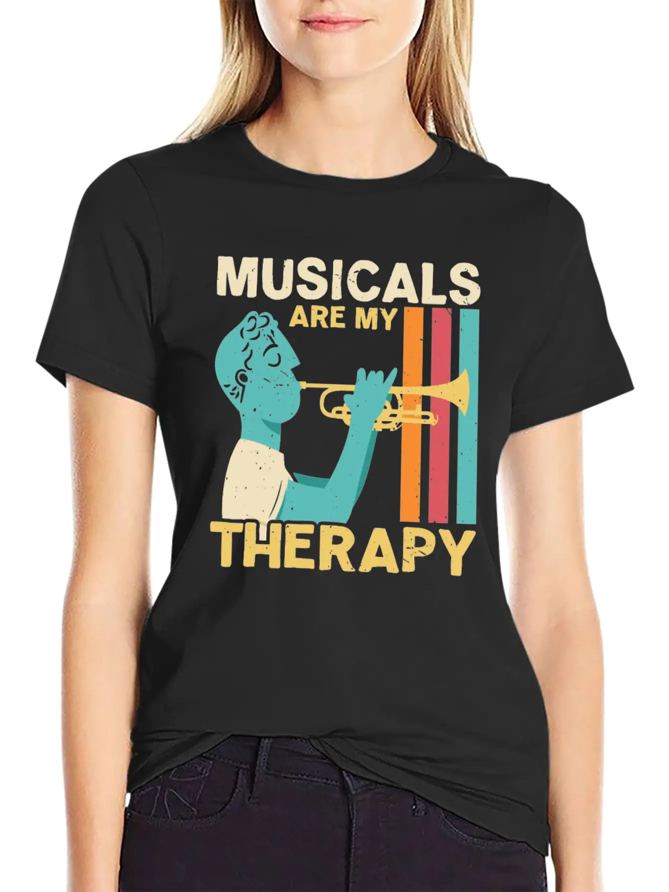 Musicals Are My Therapy Musician Music Lover Comfortable Minimalist Graphic Tee – Summer Style Essential