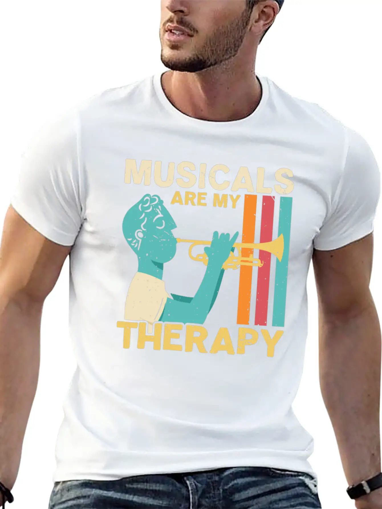 Musicals Are My Therapy Musician Music Lover Comfortable Minimalist Graphic Tee – Summer Style Essential