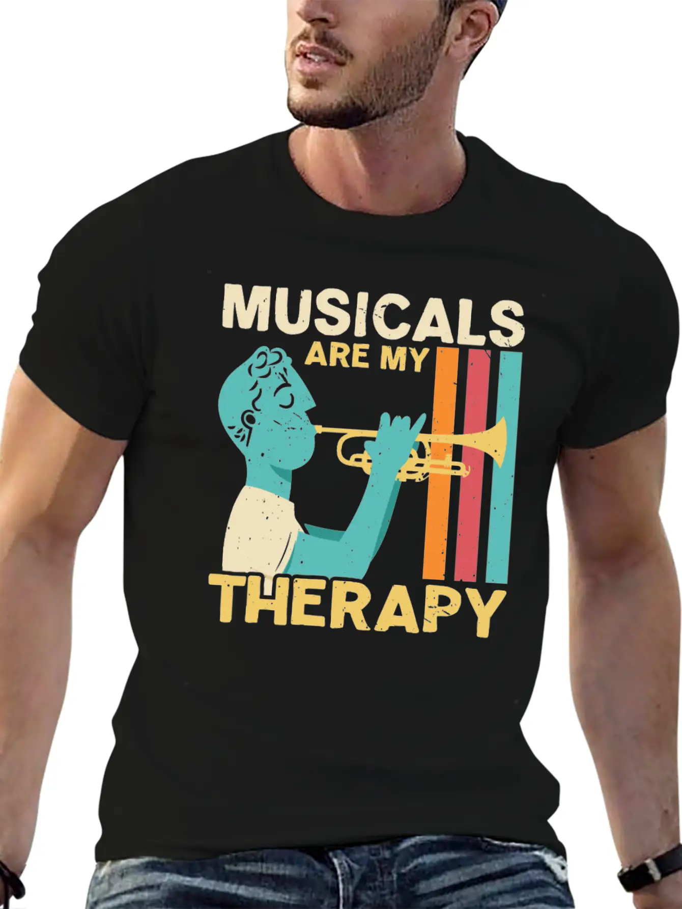 Musicals Are My Therapy Musician Music Lover Comfortable Minimalist Graphic Tee – Summer Style Essential