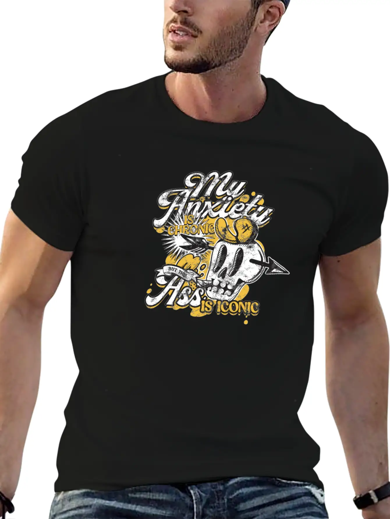 My Anxiety Is Chronic But This Ass Is Iconic Stylish Everyday T-Shirt – Unisex Basic Cotton Tee