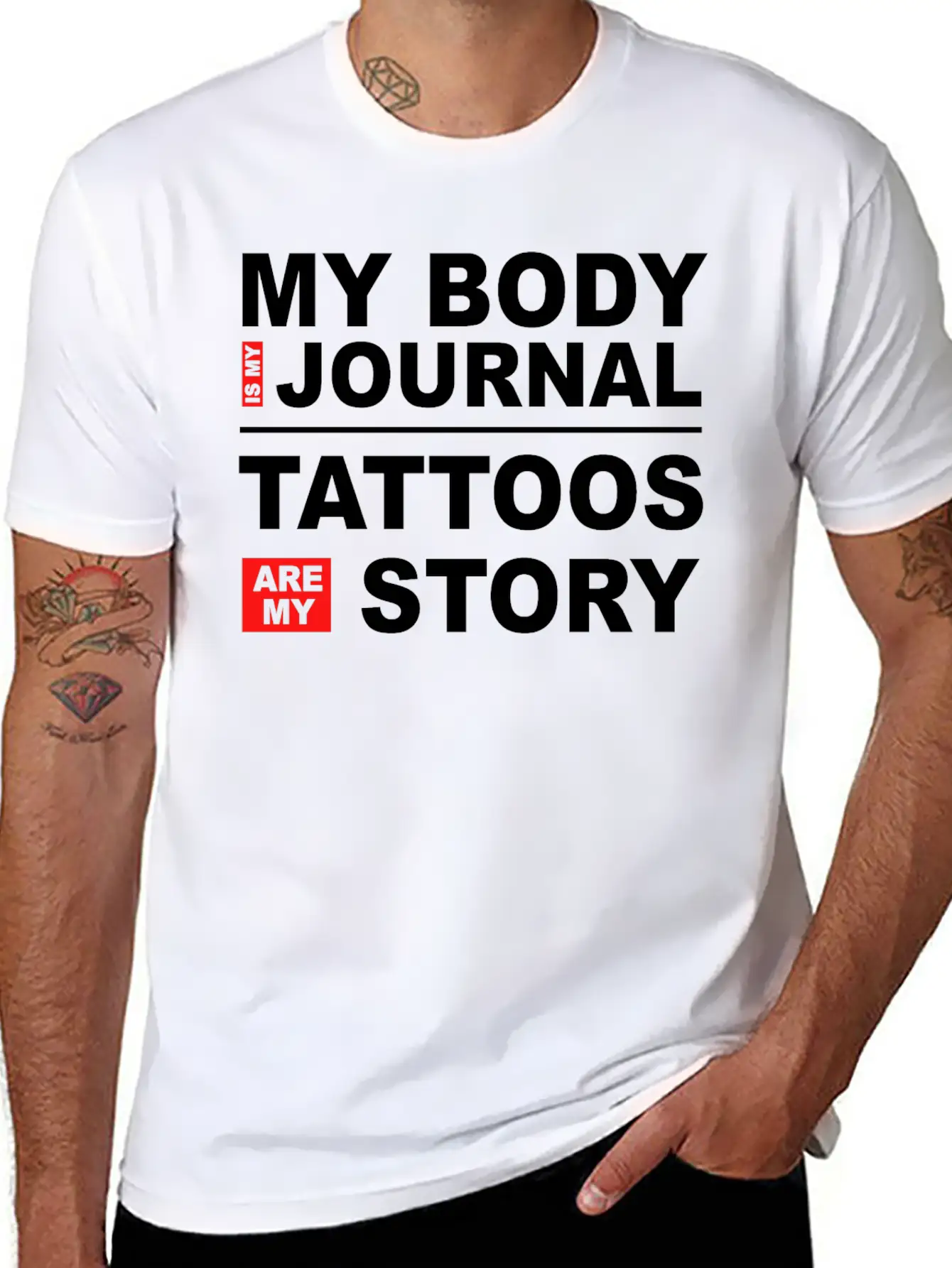 My Body Is My Journal Tattoos Are My Story Unisex Short Sleeve Soft Cotton T-Shirt – Casual Everyday Wear