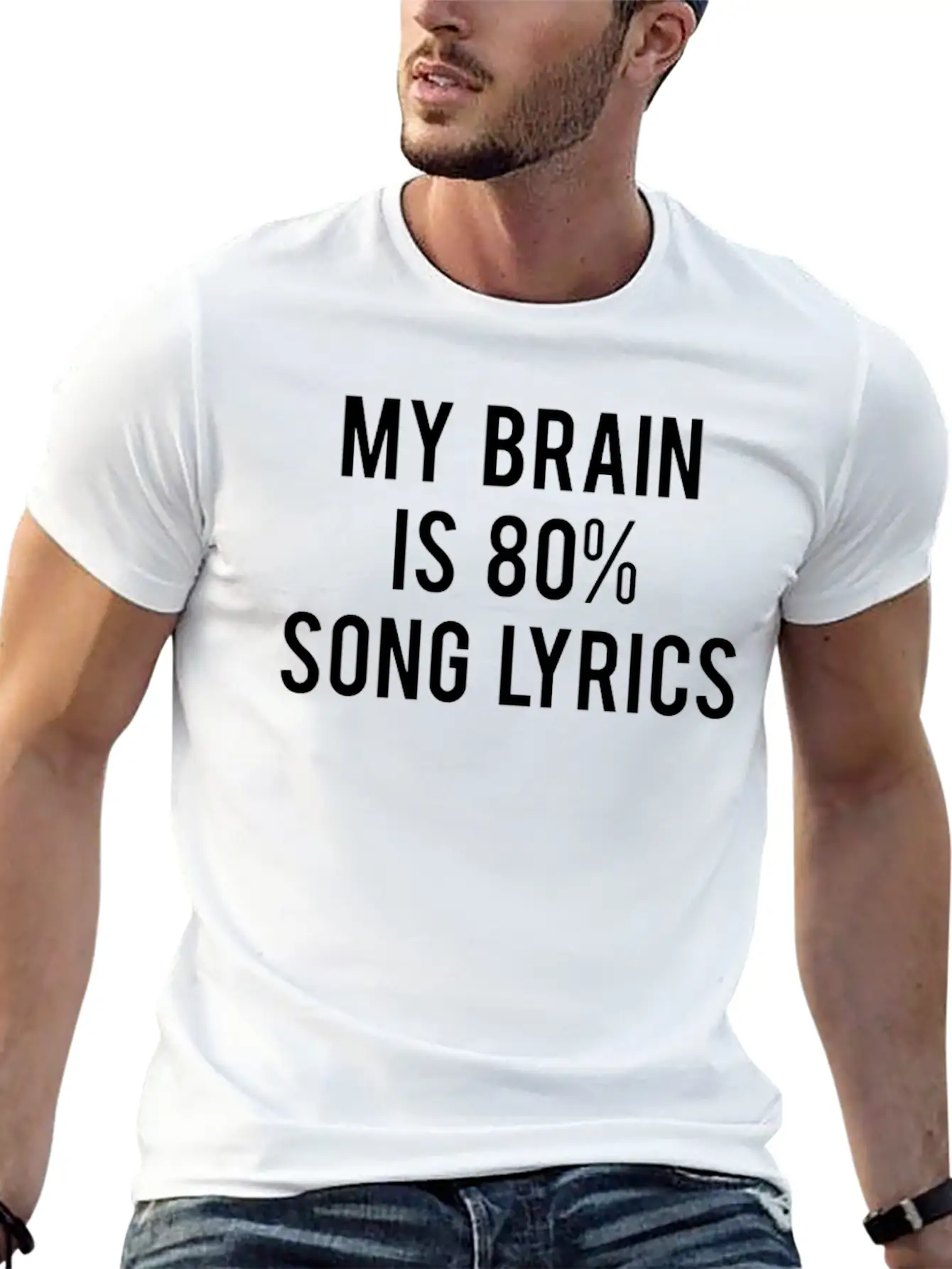 My Brain 80 Song Lyrics Stylish Everyday T-Shirt – Unisex Basic Cotton Tee